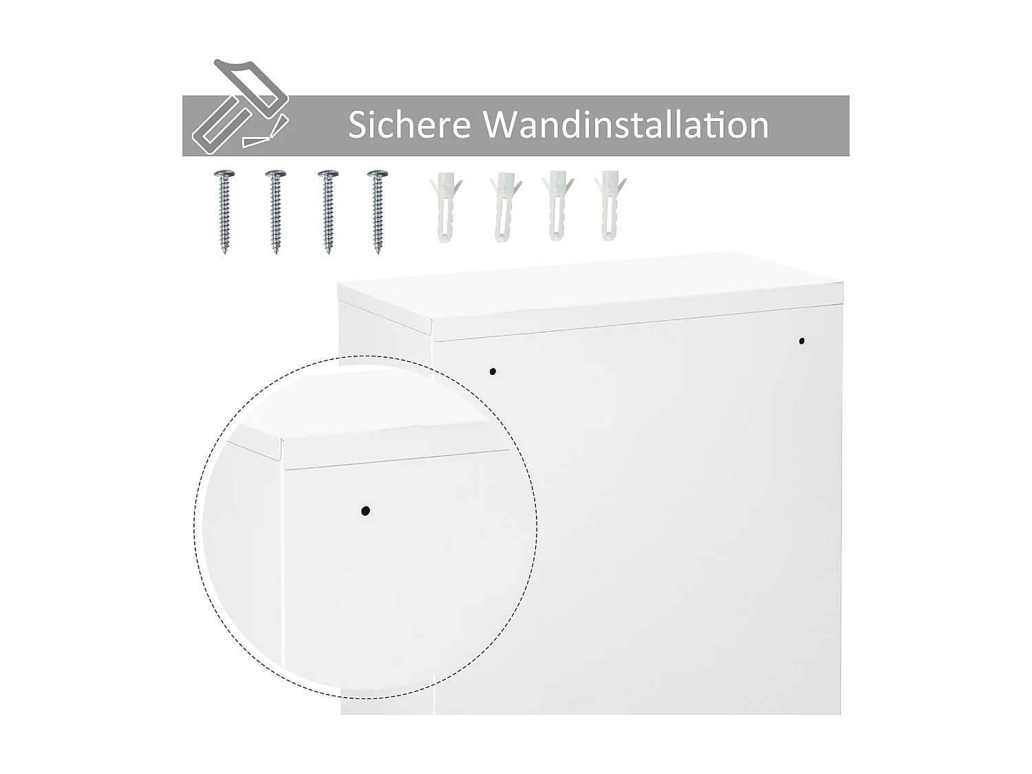 Armoire à pharmacie murale en acier avec serrure 3 niveaux pour salle de bain 40x18x60cm blanc