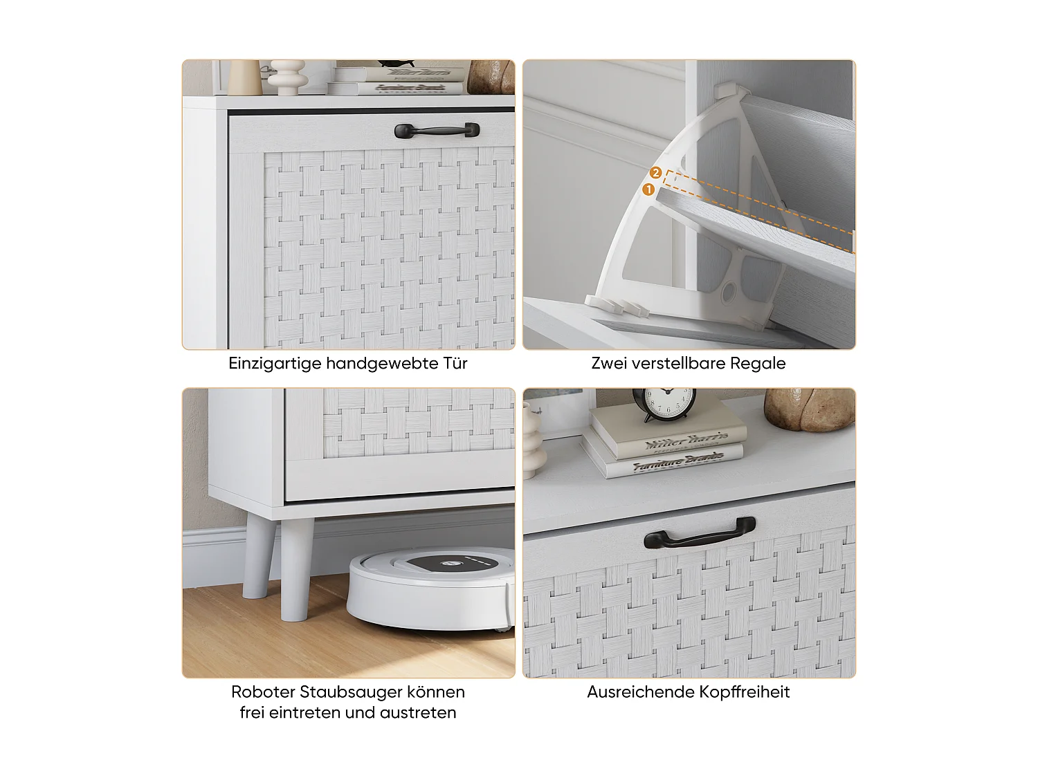 Mobile da pavimento in legno e rotin rangement compatto ingresso canale stile bohème 90×30×95cm