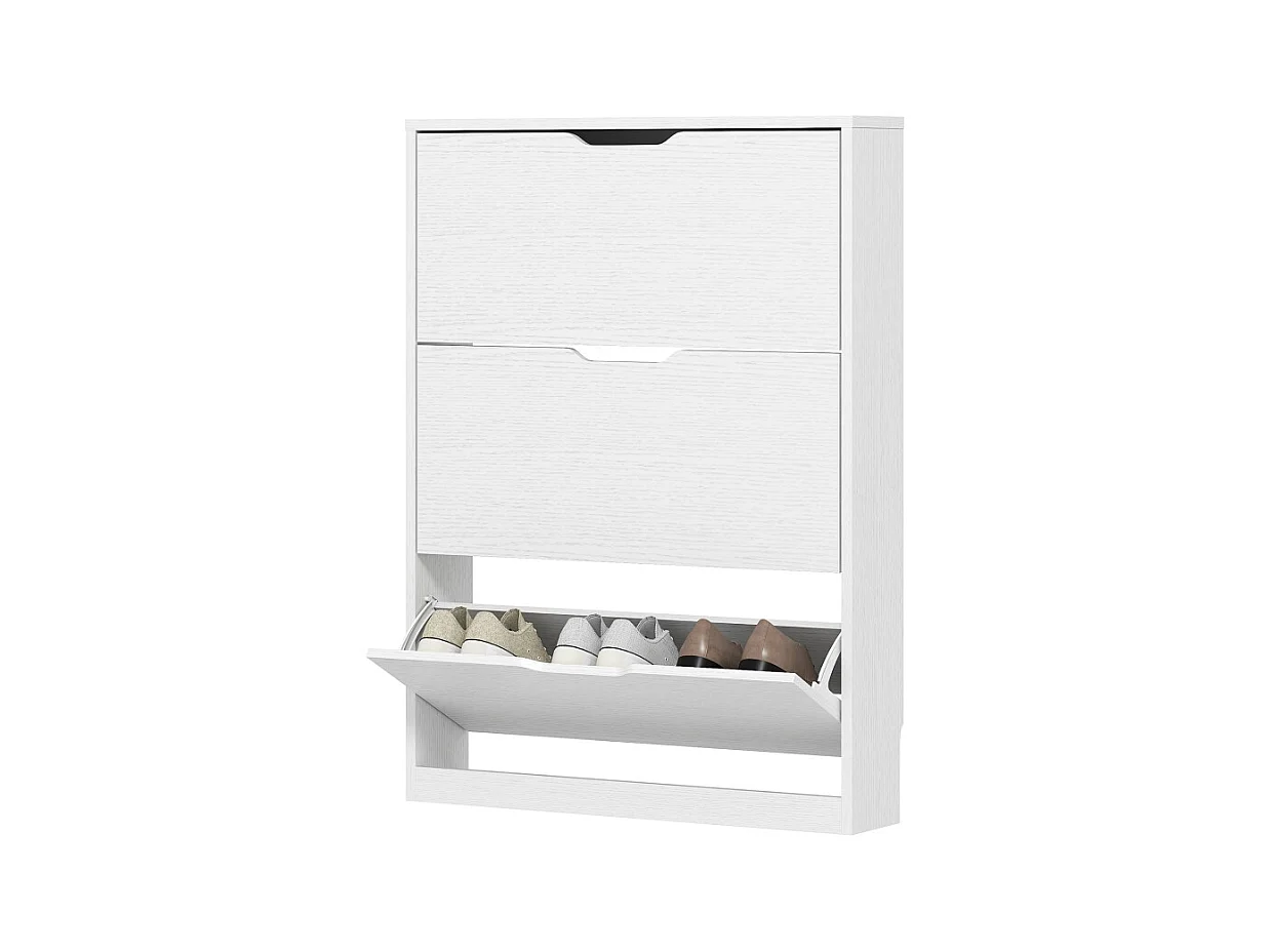Zapatero de madera con 3 puertas, capacidad para 12 pares, para entrada, 80x17x108 cm, color blanco