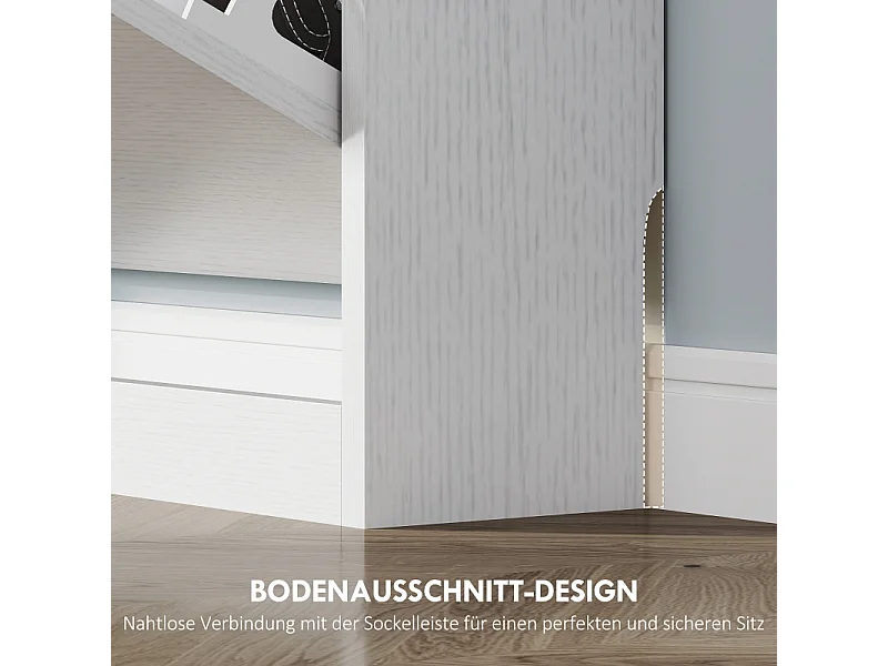 Zapatero de madera con 3 puertas, capacidad para 12 pares, para entrada, 80x17x108 cm, color blanco