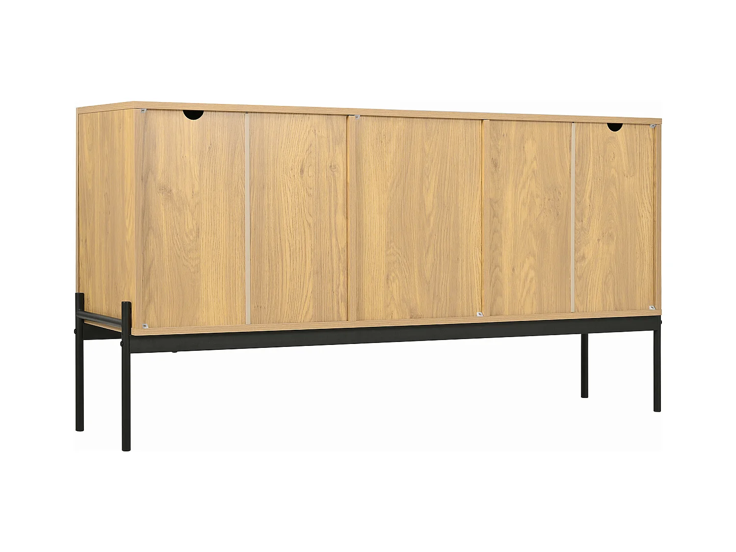 Aparador baixo de madeira e metal 140x40x75cm, armazenamento, sala de estar, cozinha, estilo moderno, pernas altas