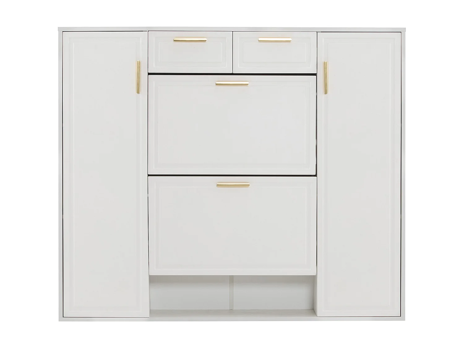 Meuble à chaussures blanc 120x24x107cm en bois MDF avec tiroirs et étagères ajustables entrée