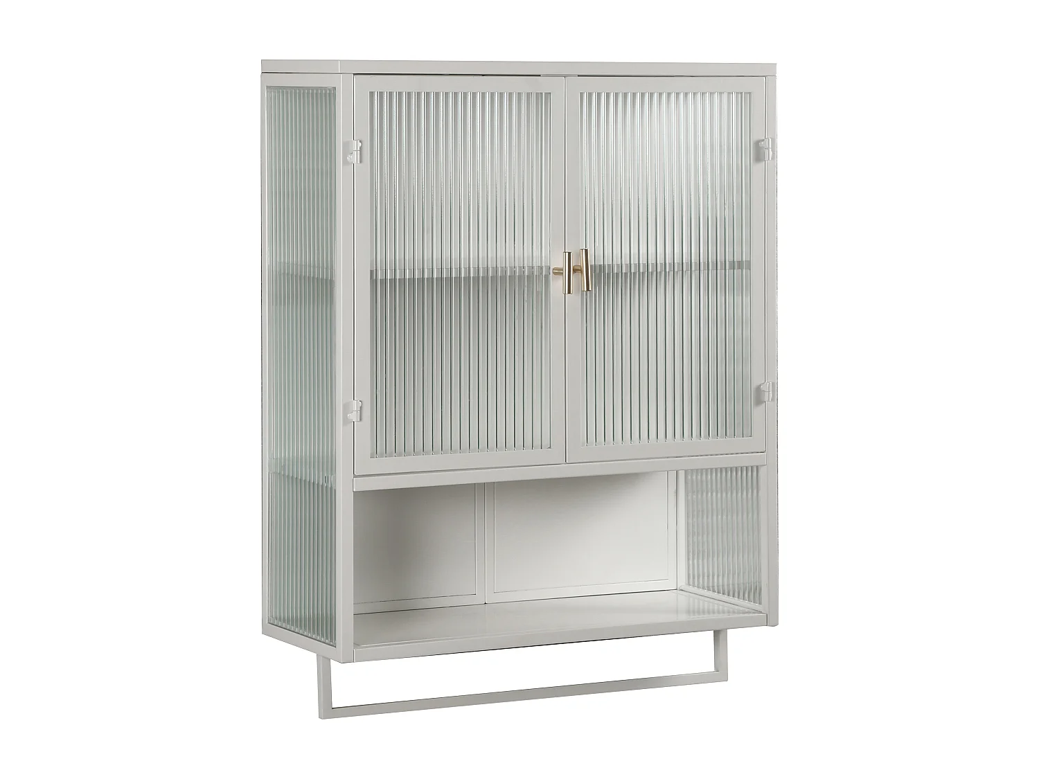 Mueble de pared de metal y cristal templado con estante de diseño para baño blanco 60x23x78cm