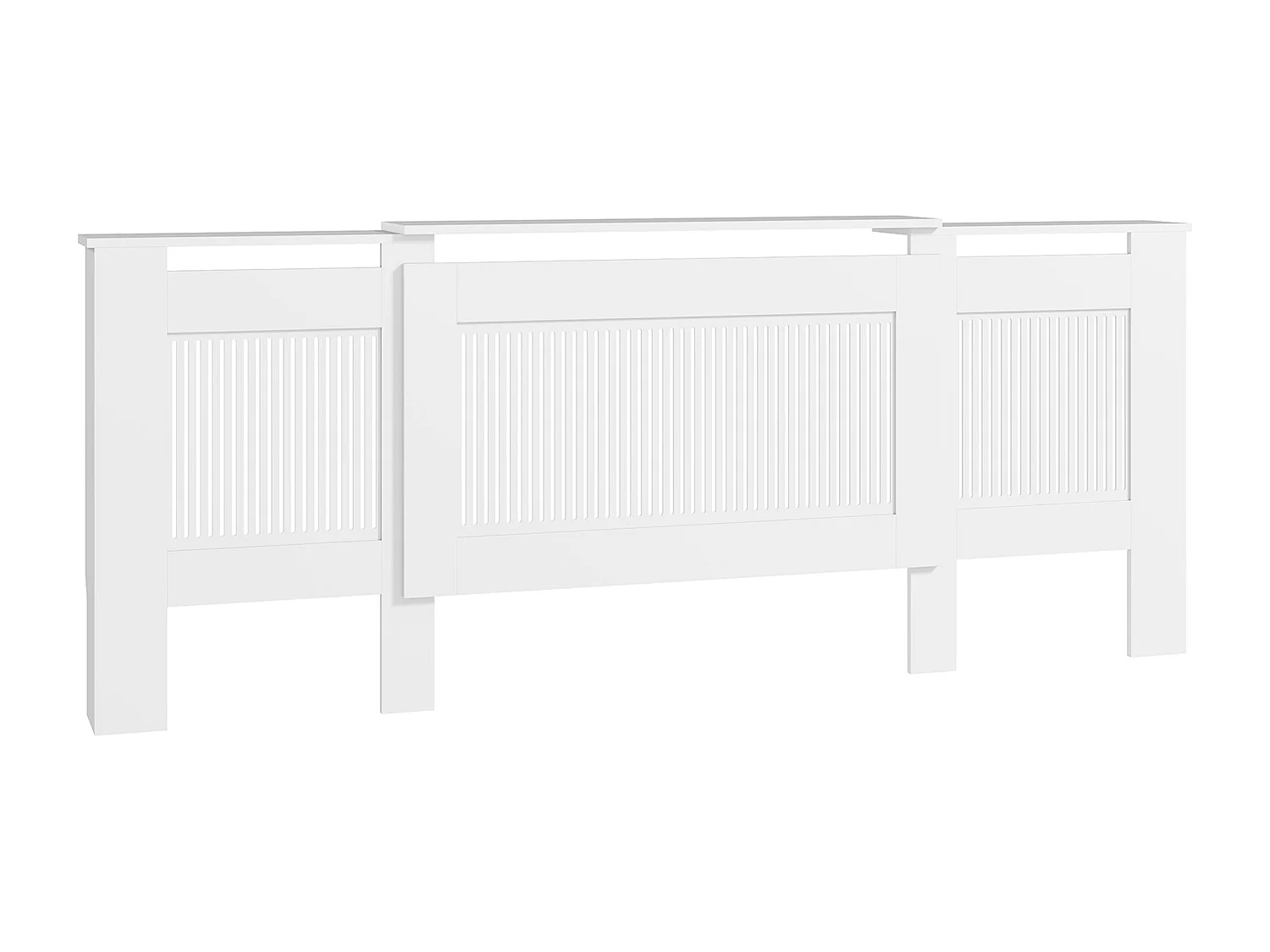 Cubreradiador extensible de MDF blanco con balda de almacenaje 125-201x19x81,5 cm