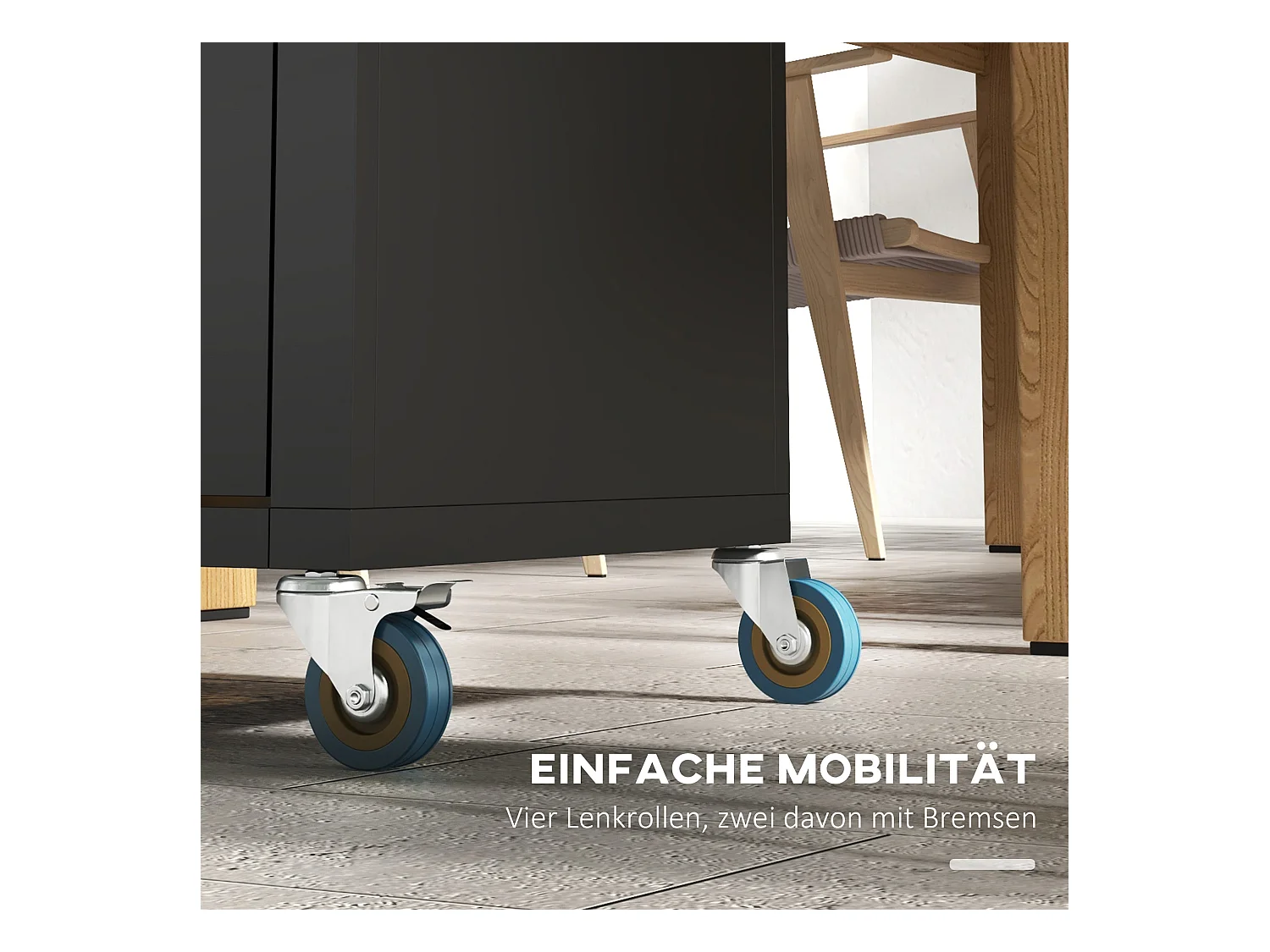 Carrello da cucina roulant in acciaio con plateau inox e uncinetto, rangement 86×50×86,5cm