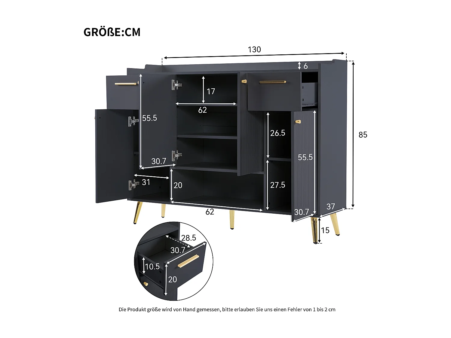 Zapatero de madera MDF con almacenaje para entrada de dormitorio, 2 cajones y 4 puertas, color blanco, 115x30x95cm