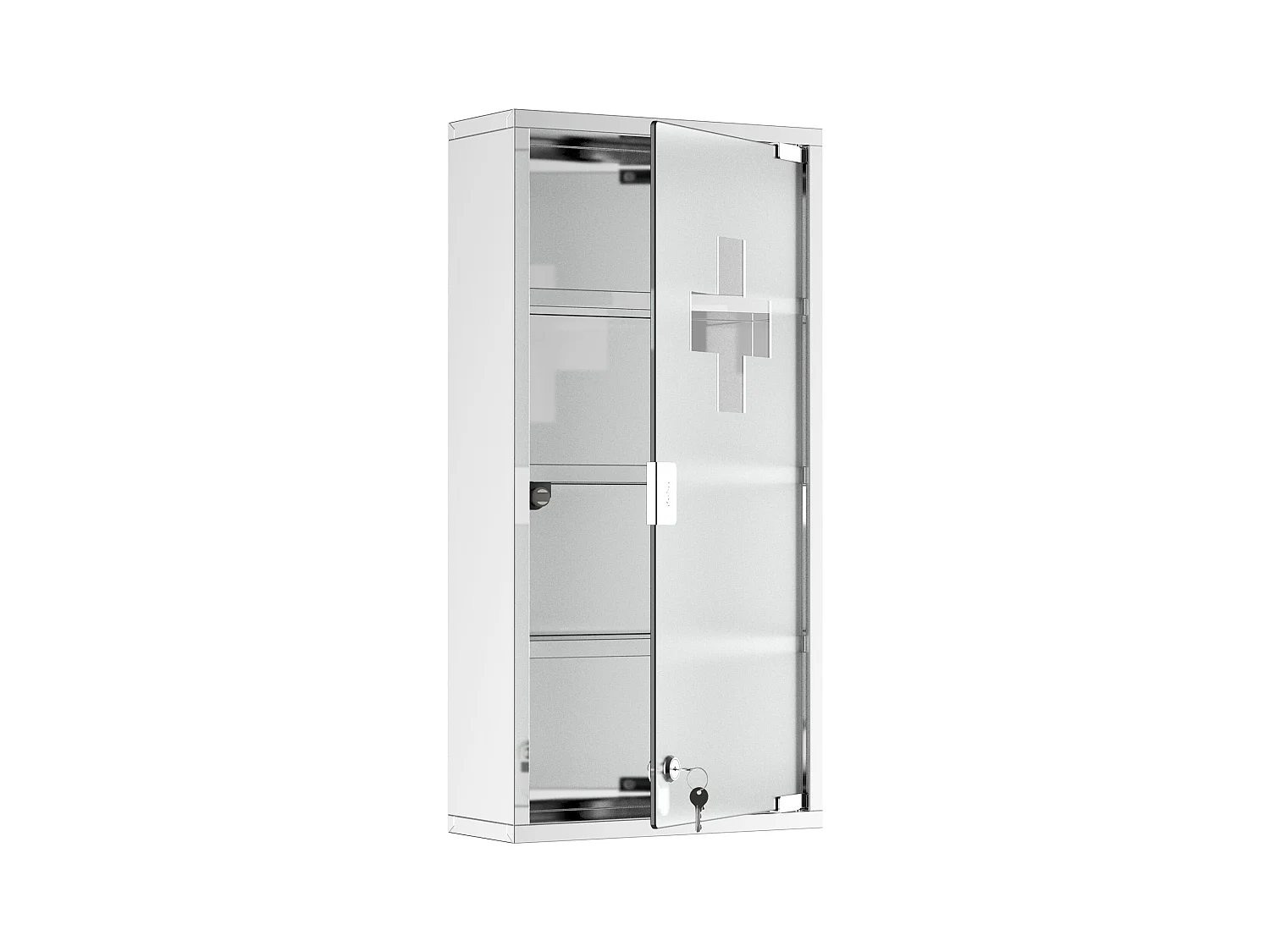 Botiquín de acero inoxidable con cerradura y puerta de cristal opaco para montaje en pared de baño 30×12×60 cm