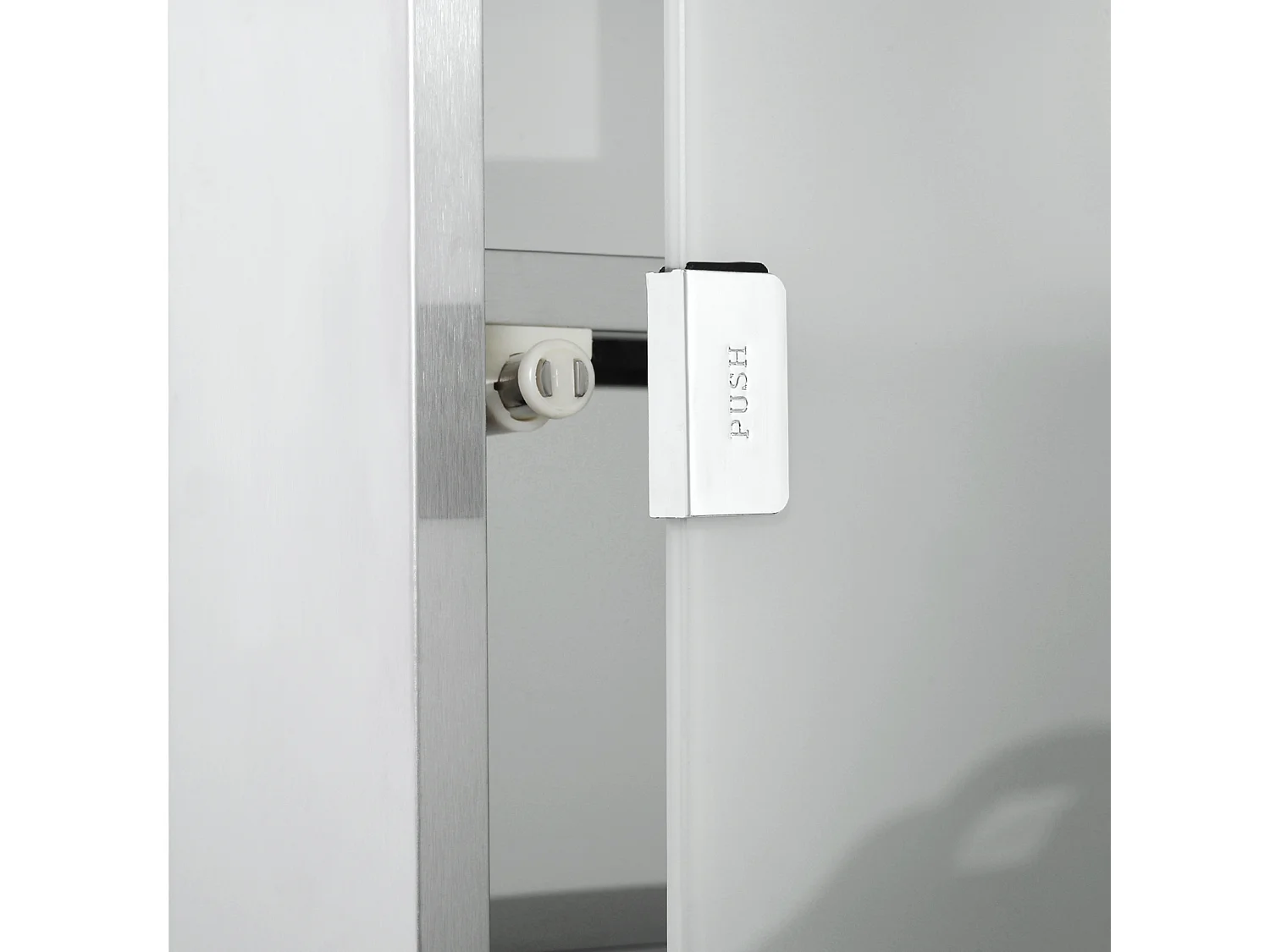 Armário de remédios de aço inoxidável com fechadura e porta de vidro opaco para montagem na parede do banheiro 30×12×60 cm