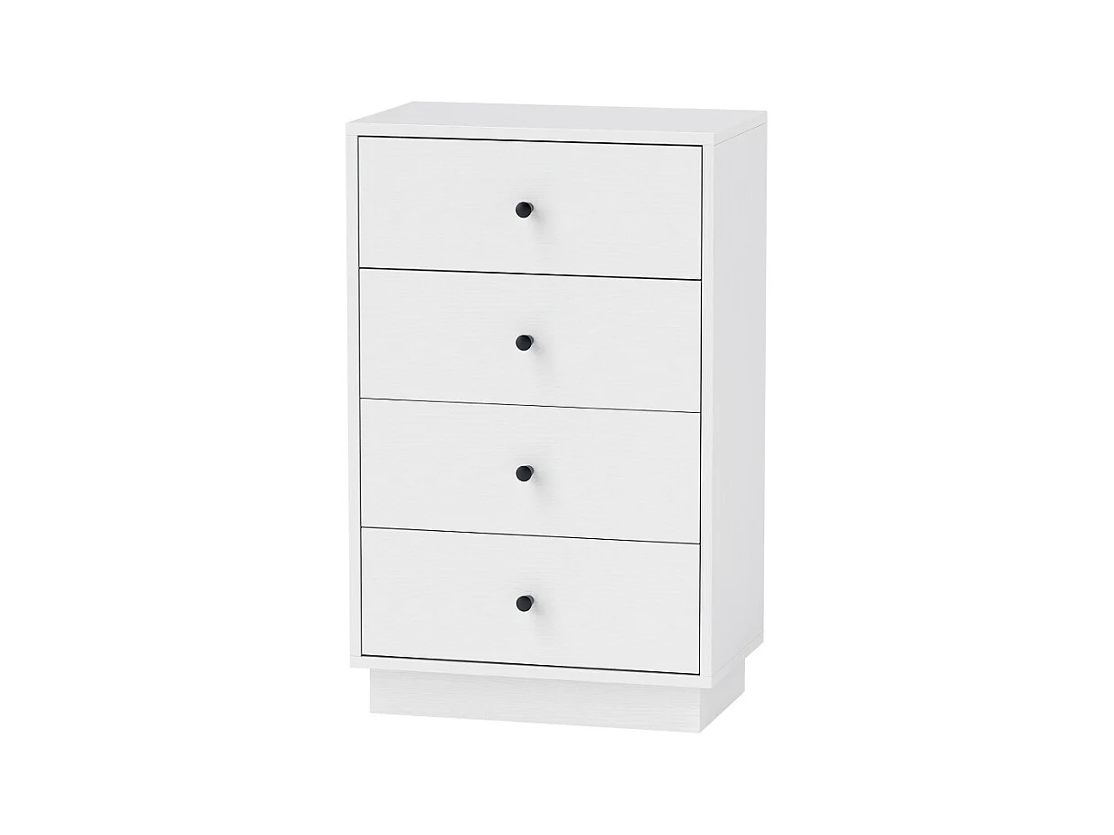 Comò 4 cassetti bois aggloméré rangement chambre salon blanc 47x29x75cm