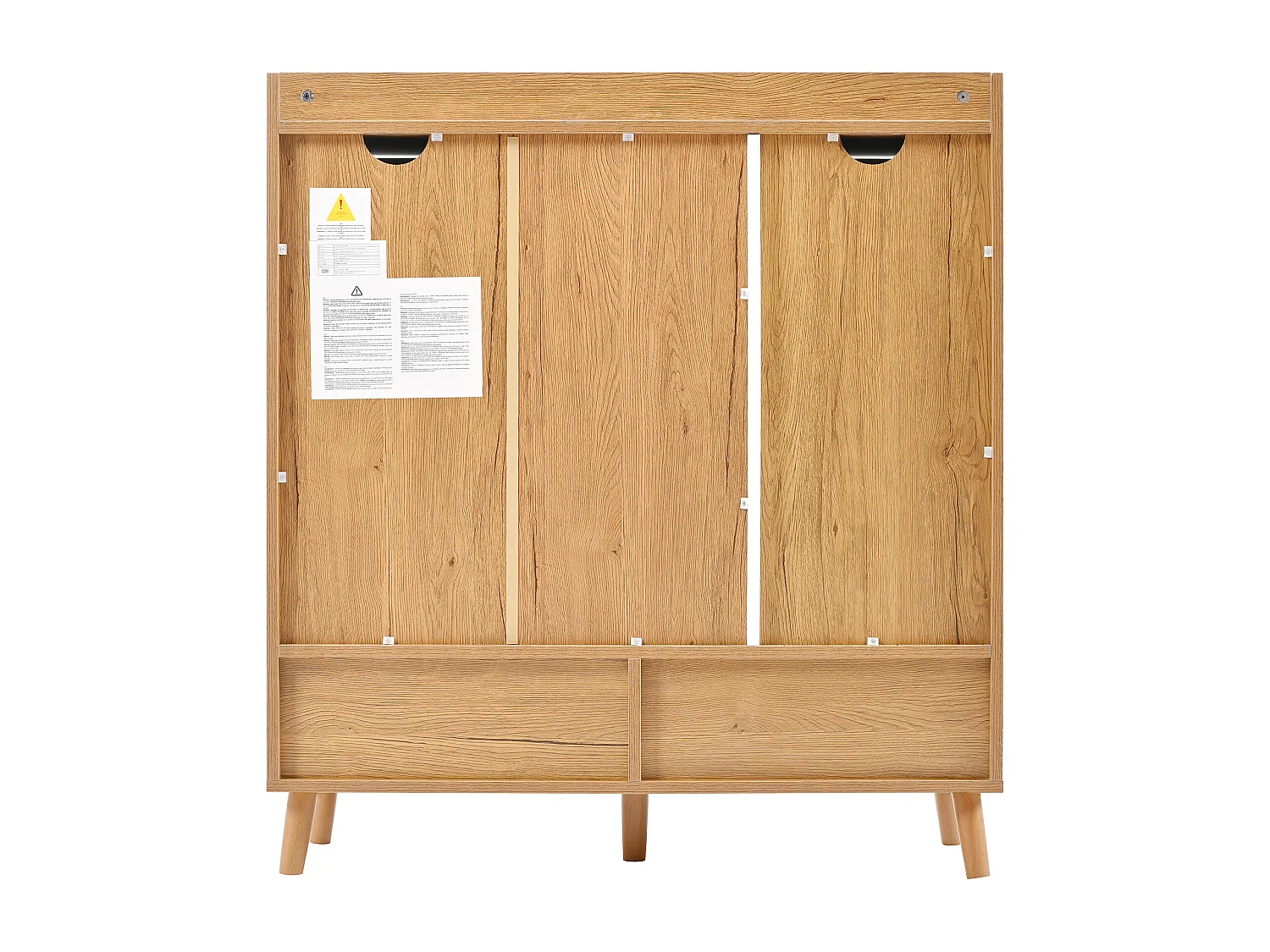 Aparador de madeira branca natural 90x35x99cm com prateleiras ajustáveis para hall de entrada e sala de estar