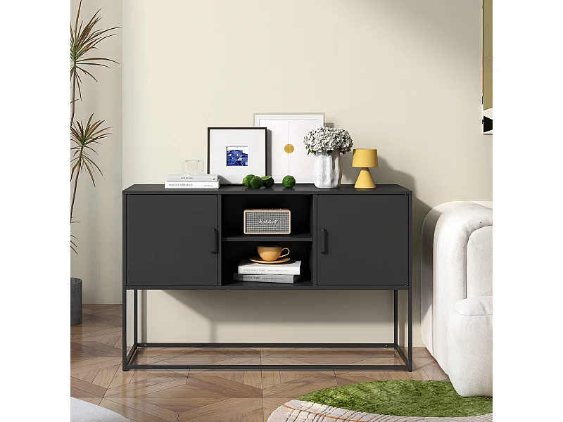 Buffet métal noir moderne 6 scomparti gamma salone cucina 120x40x75cm