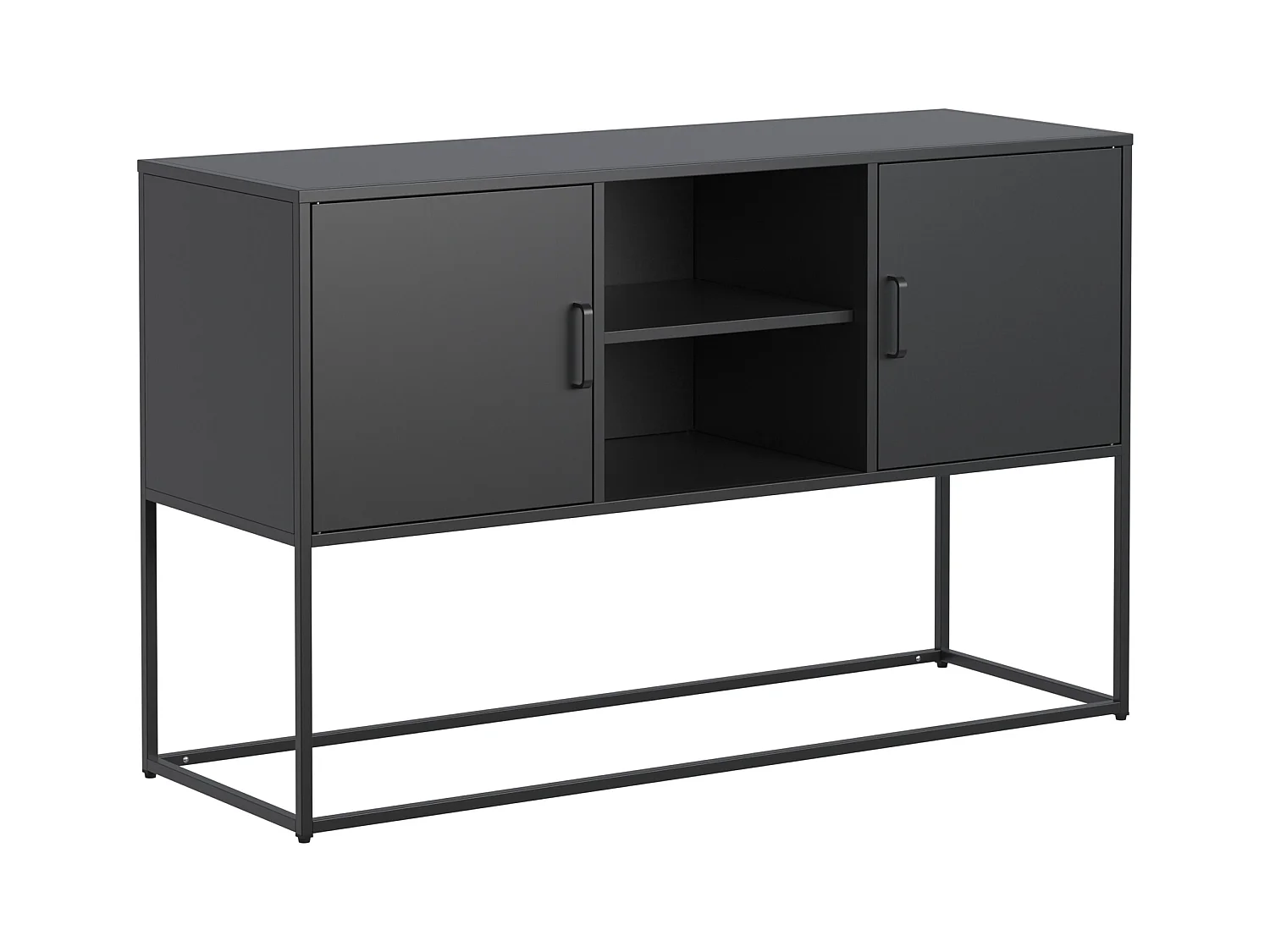 Buffet métal noir moderne 6 scomparti gamma salone cucina 120x40x75cm