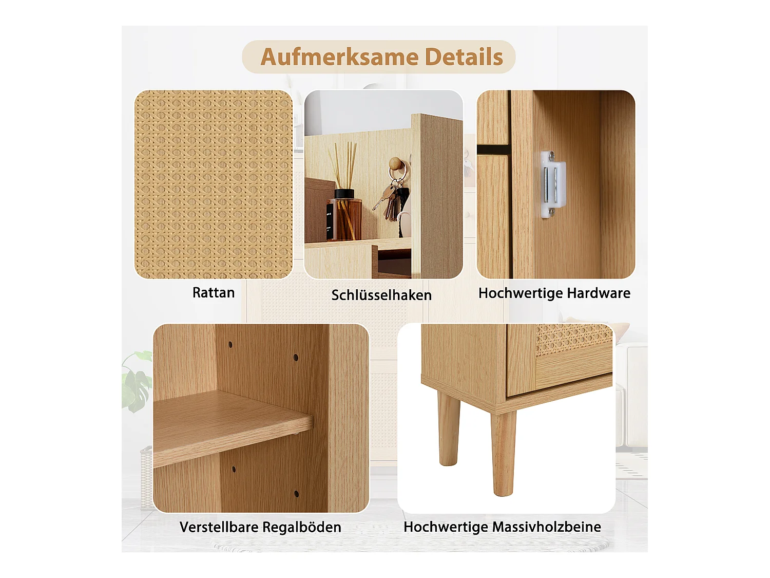 Zapatero de madera MDF de gran capacidad con cajones y solapas para entrada, estilo ratán