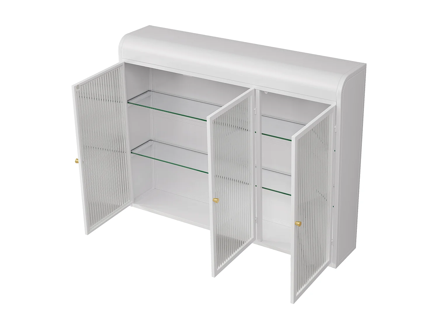 Mueble alto de 3 puertas, cristal templado, metal, almacenaje para cocina, salón, baño, blanco, 90 x 19,5 x 70 cm