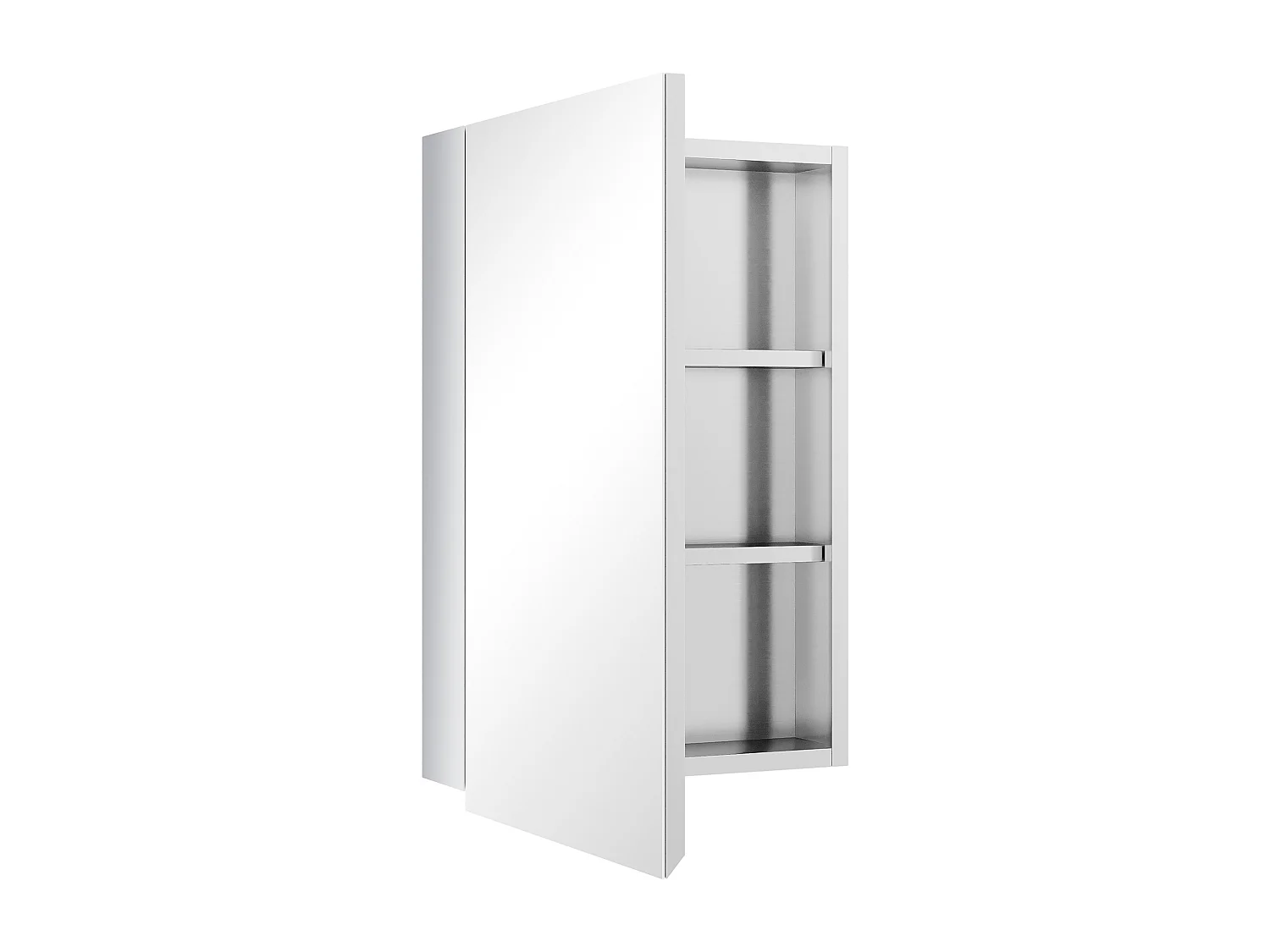 Armoire murale miroir inox salle de bain avec étagères rangement compact 39x12x60cm argenté