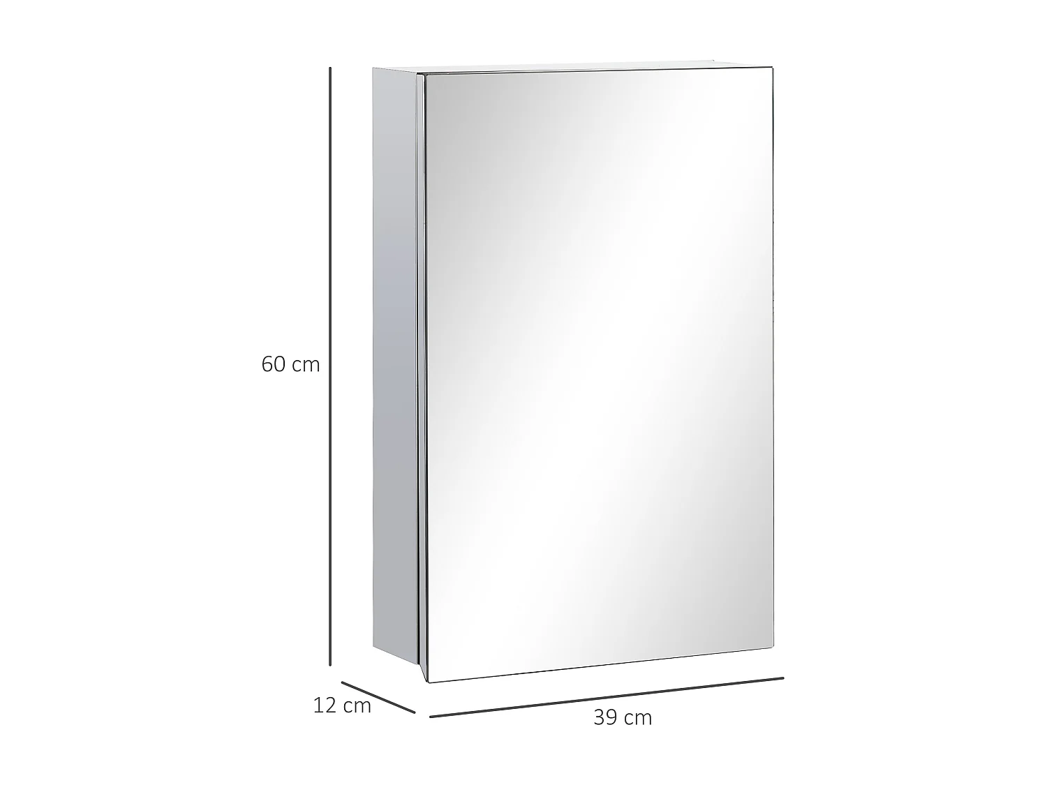 Armoire murale miroir inox salle de bain avec étagères rangement compact 39x12x60cm argenté