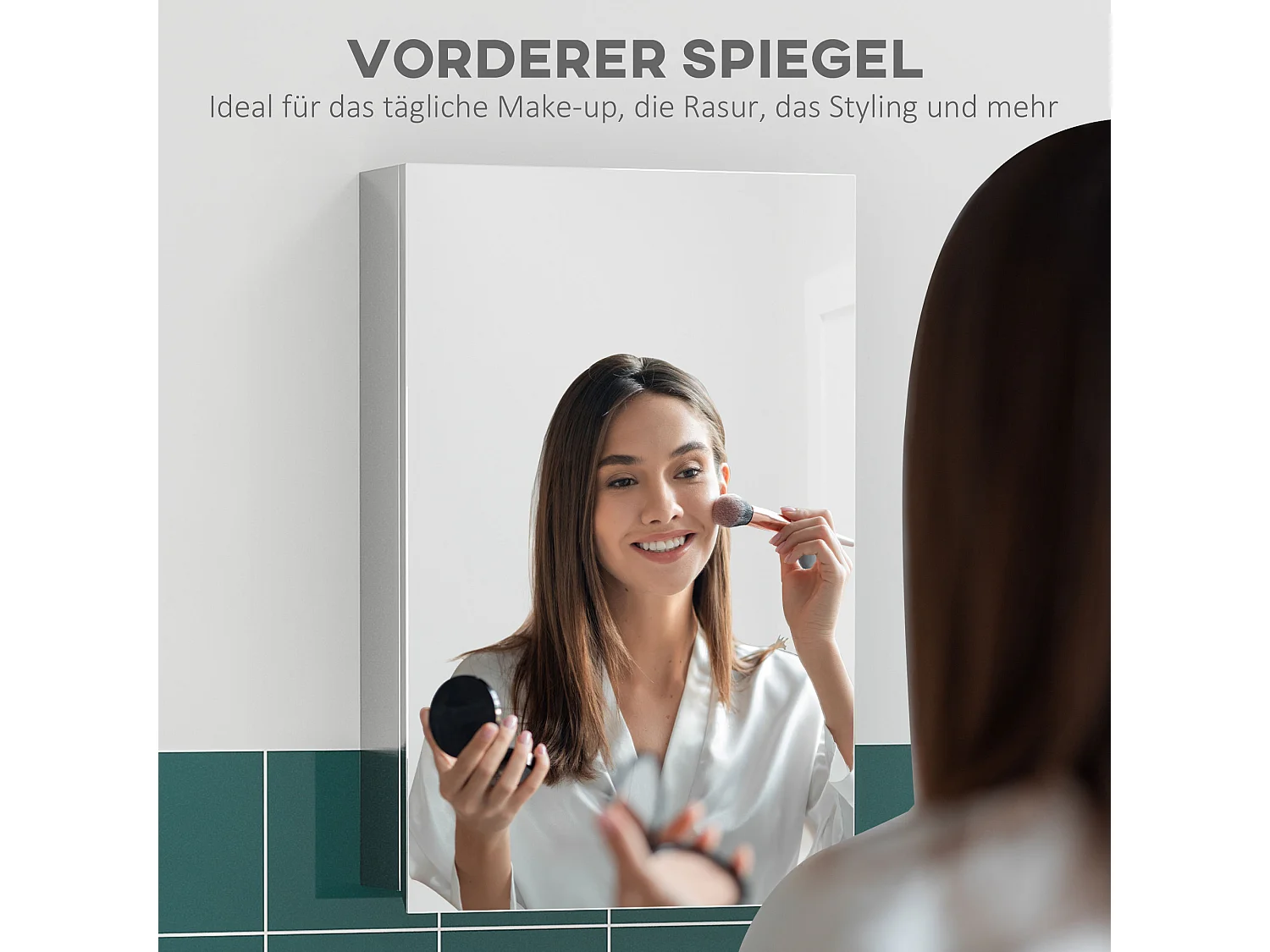 Armoire murale miroir inox salle de bain avec étagères rangement compact 39x12x60cm argenté