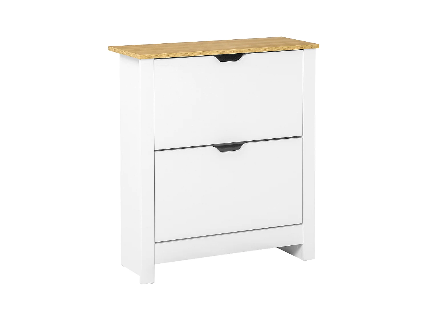 Zapatero de madera con 2 cajones grandes para entrada y pasillo, 72 x 26 x 80 cm, blanco
