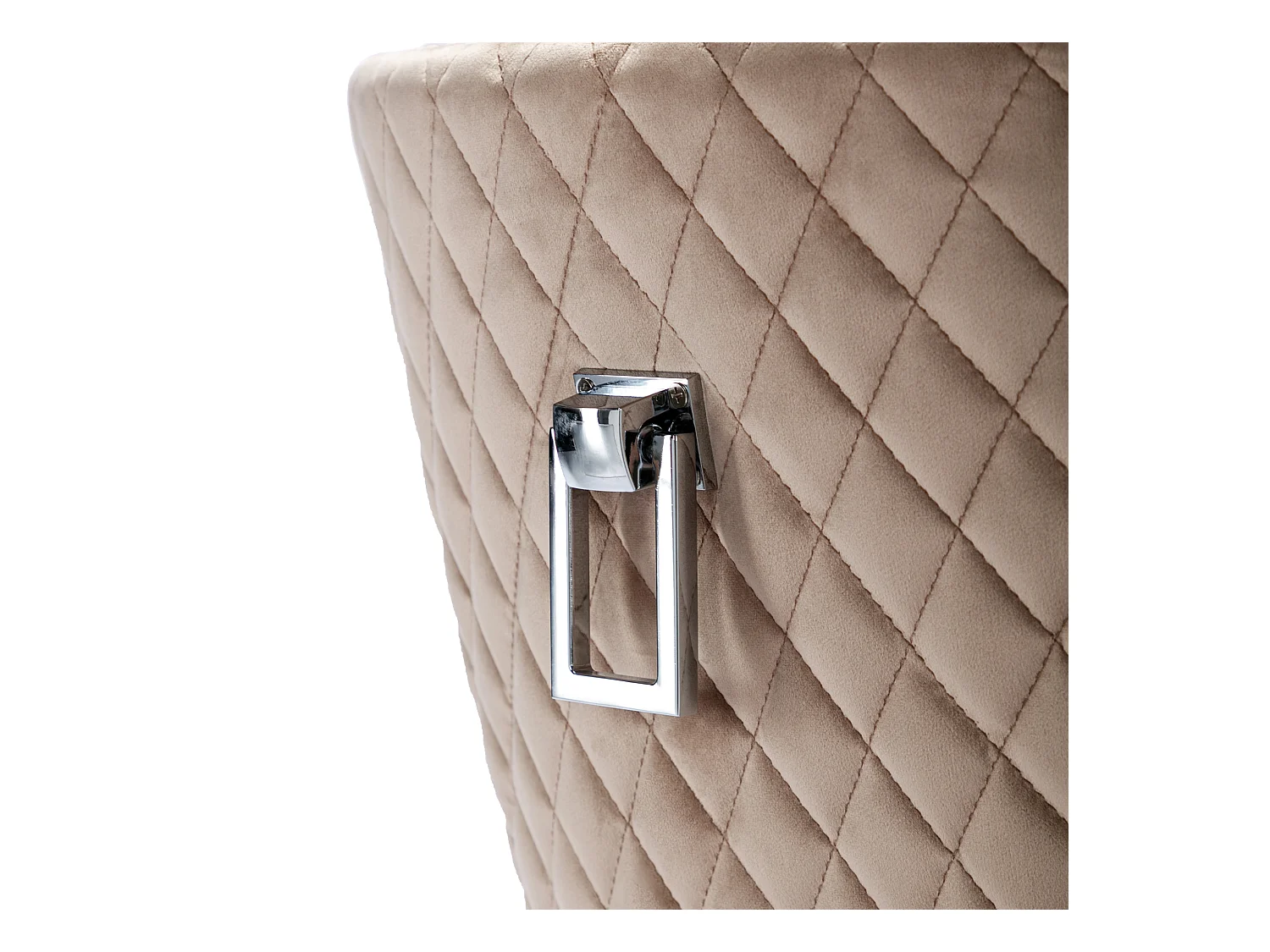 Lot de 2 chaises à manger en velours avec dossier rembourré - pieds en métal argenté - beige