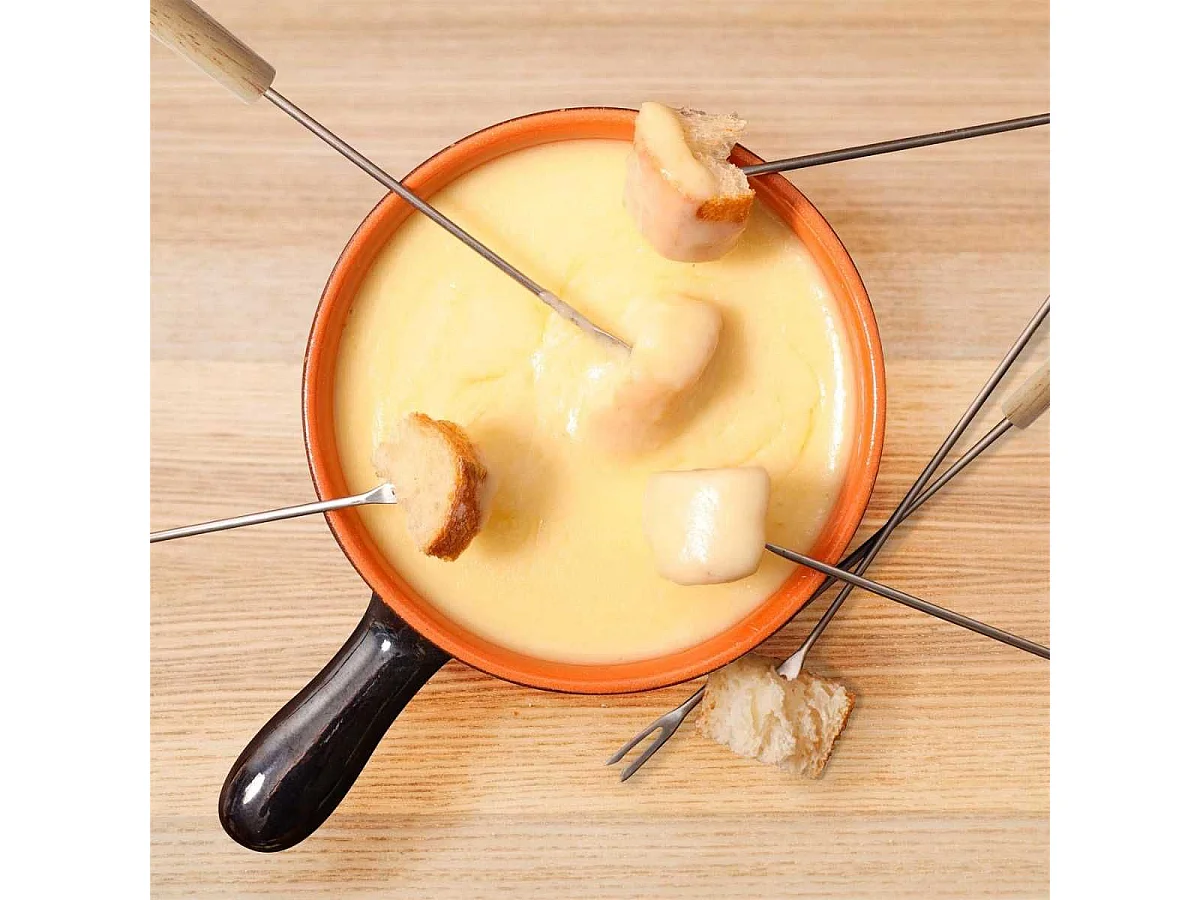 Pack de 6 piques à fondue en acier inoxydable avec manche bois