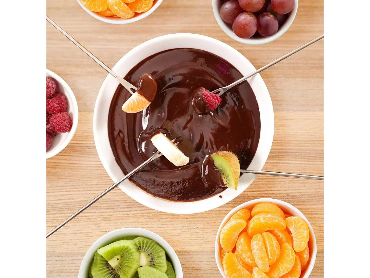 Pack de 6 piques à fondue en acier inoxydable avec manche bois