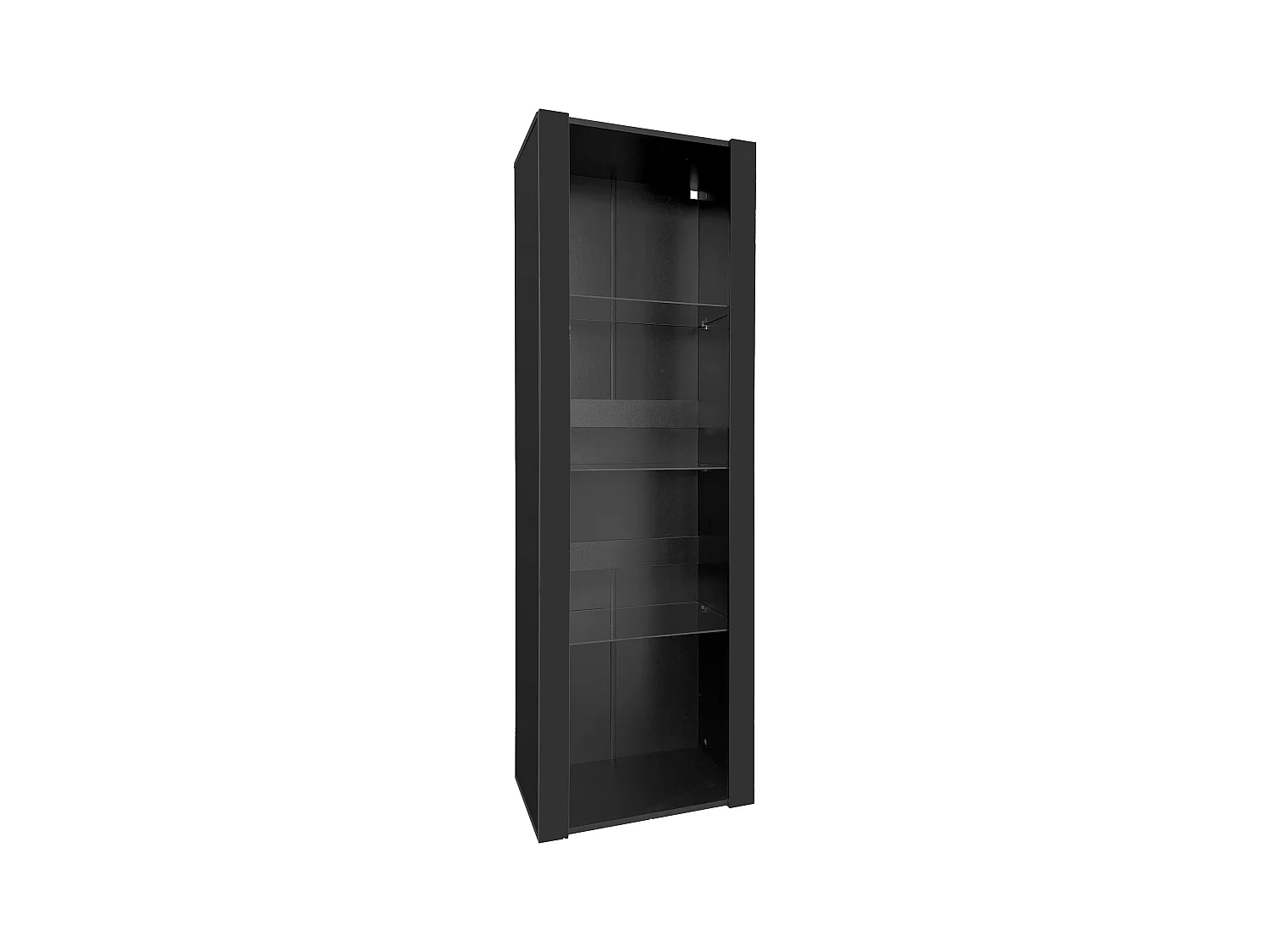 Vitrine 55x38x166 cm LED 3 étagères en verre - meuble de rangement - noir