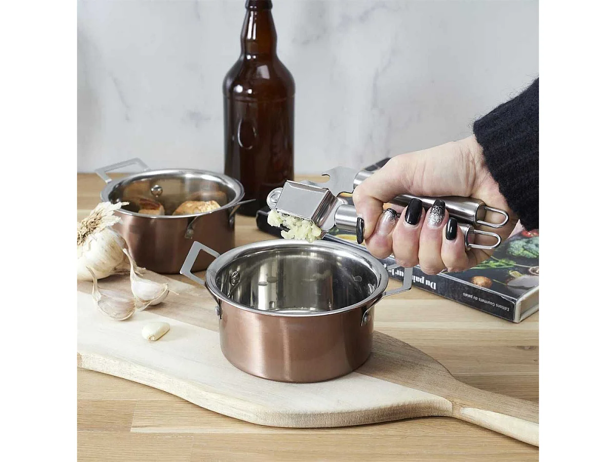 Presse ail manuel 2 en 1 avec décapsuleur en acier inoxydable