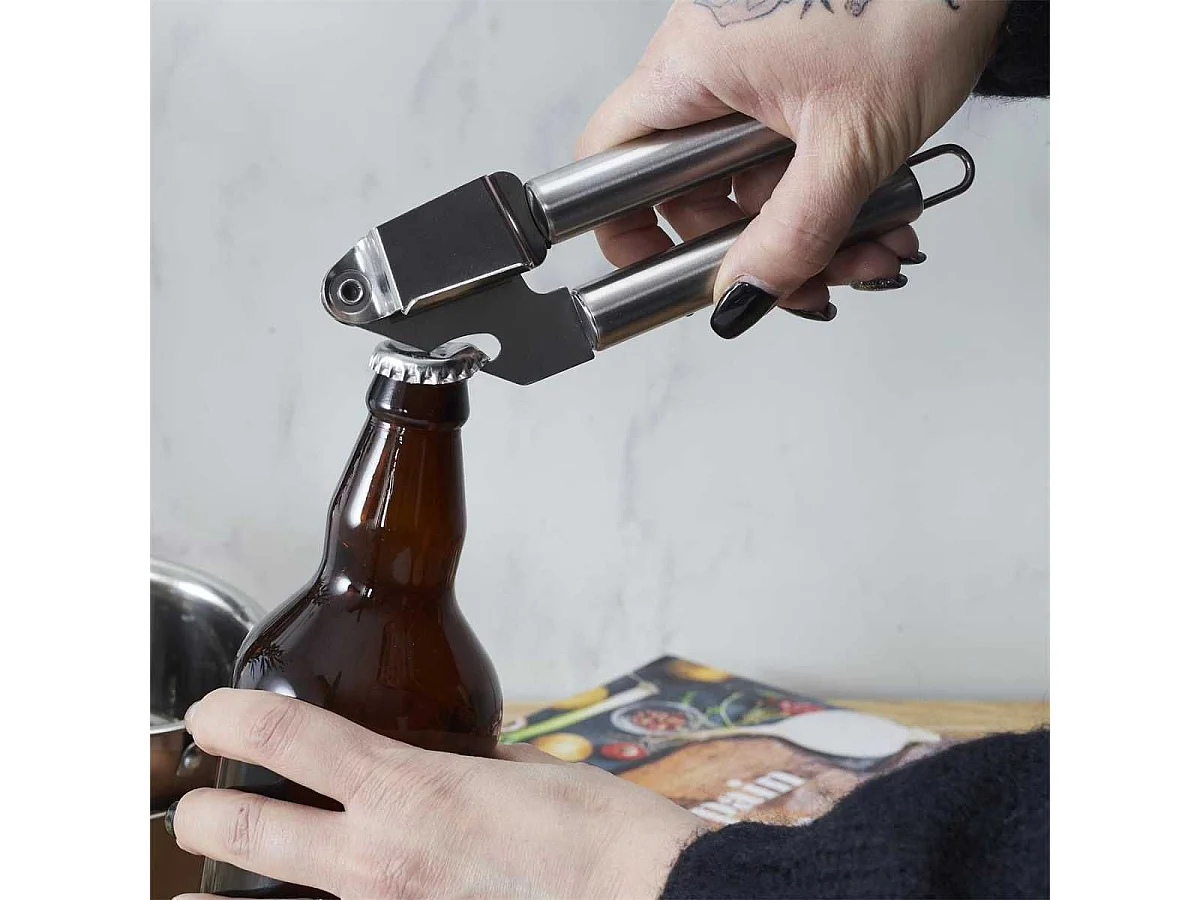 Presse ail manuel 2 en 1 avec décapsuleur en acier inoxydable