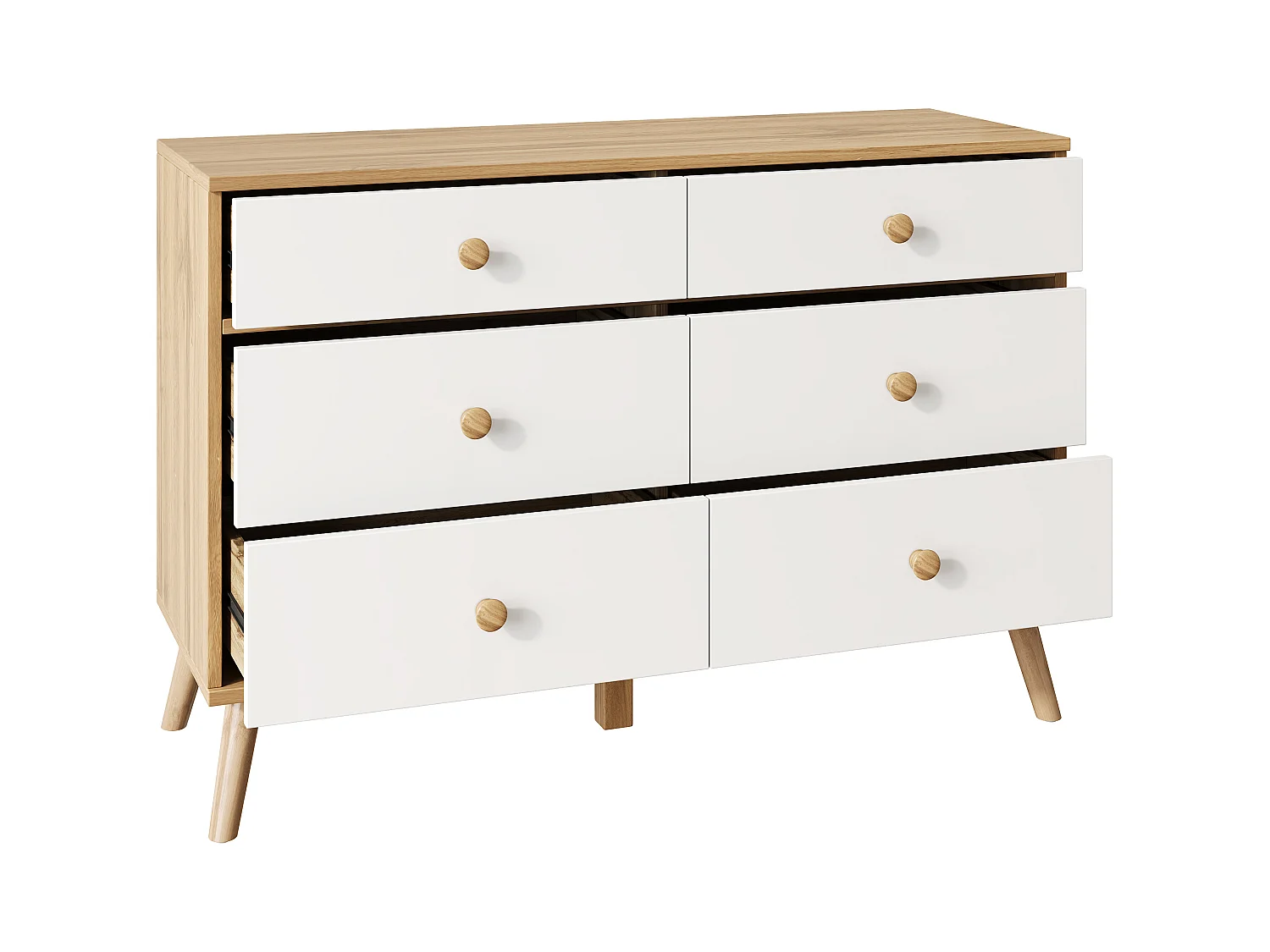 Ladekast met 6 laden - opbergmeubel - hout - natuurlijke houtkleur (116x40x80cm)