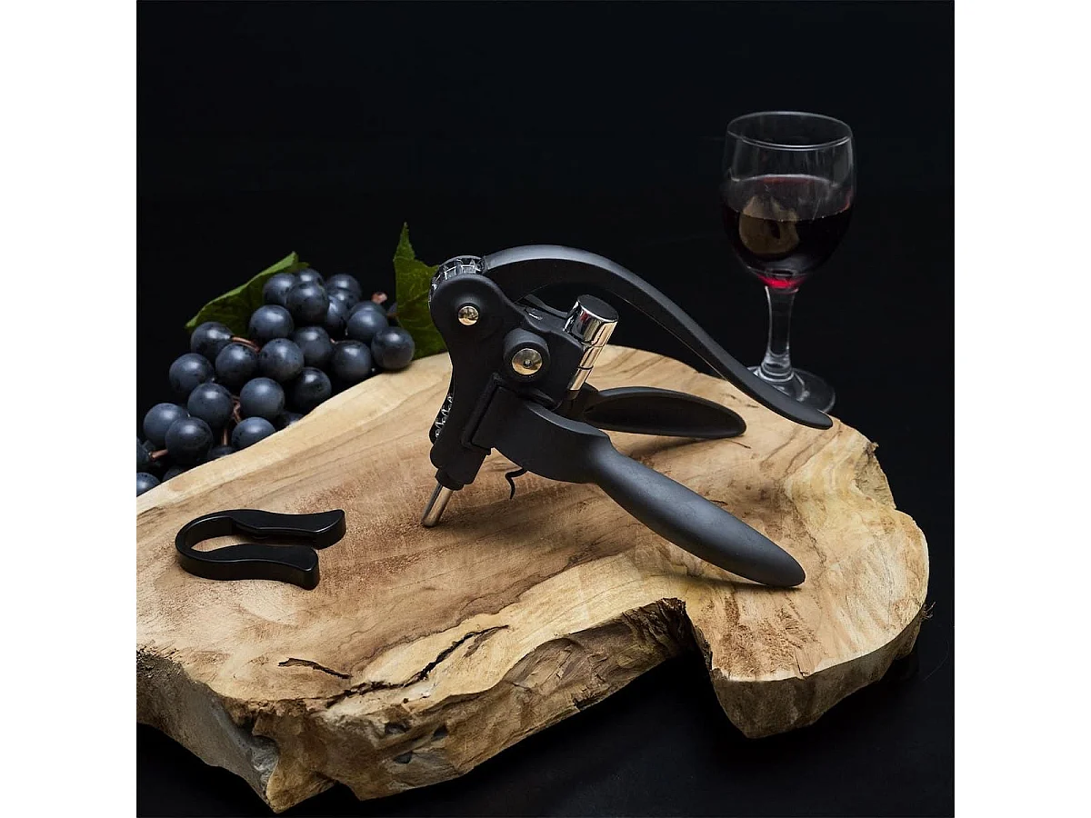 Tire-bouchon à levier en plastique et métal noir