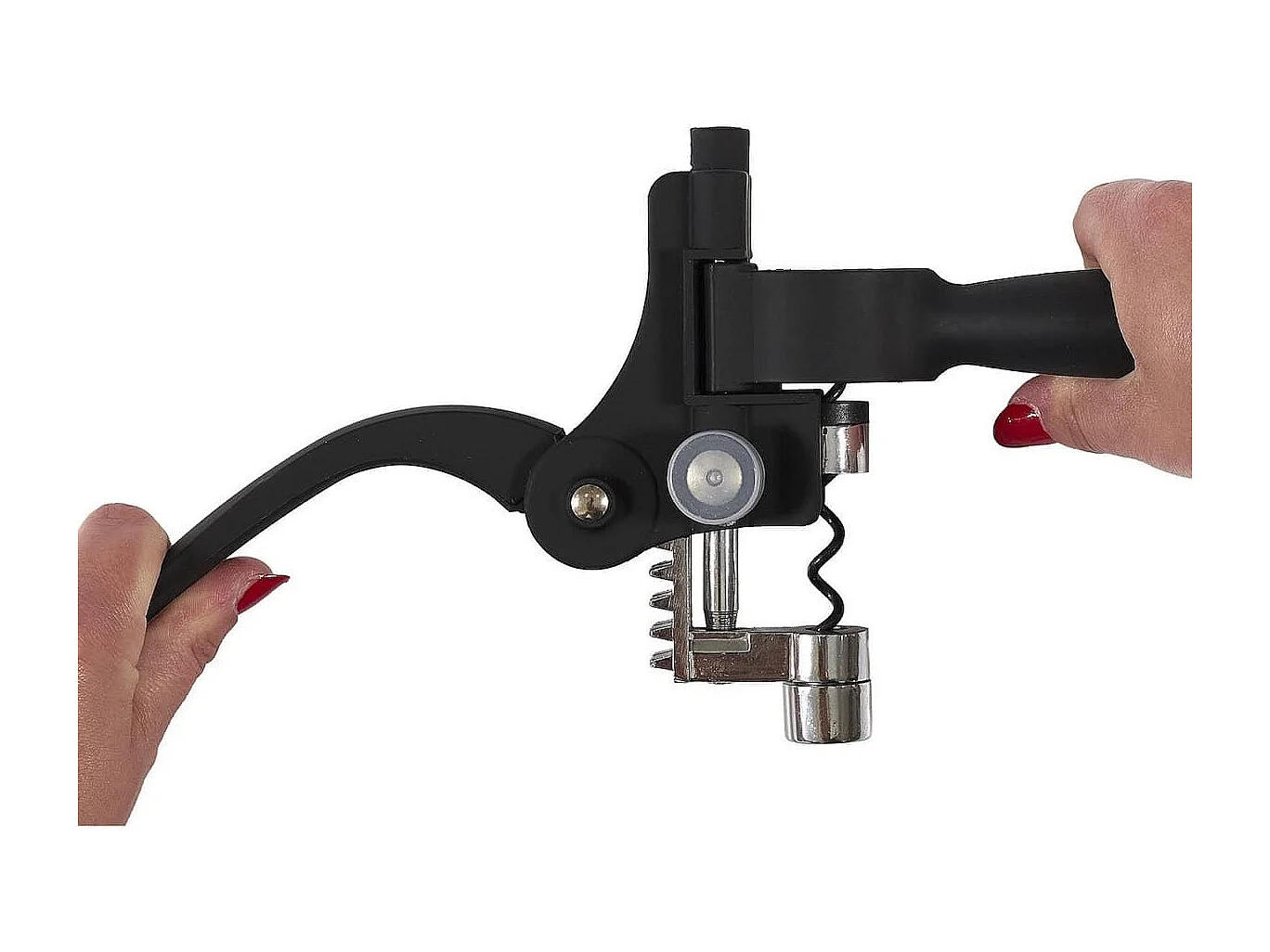 Tire-bouchon à levier en plastique et métal noir