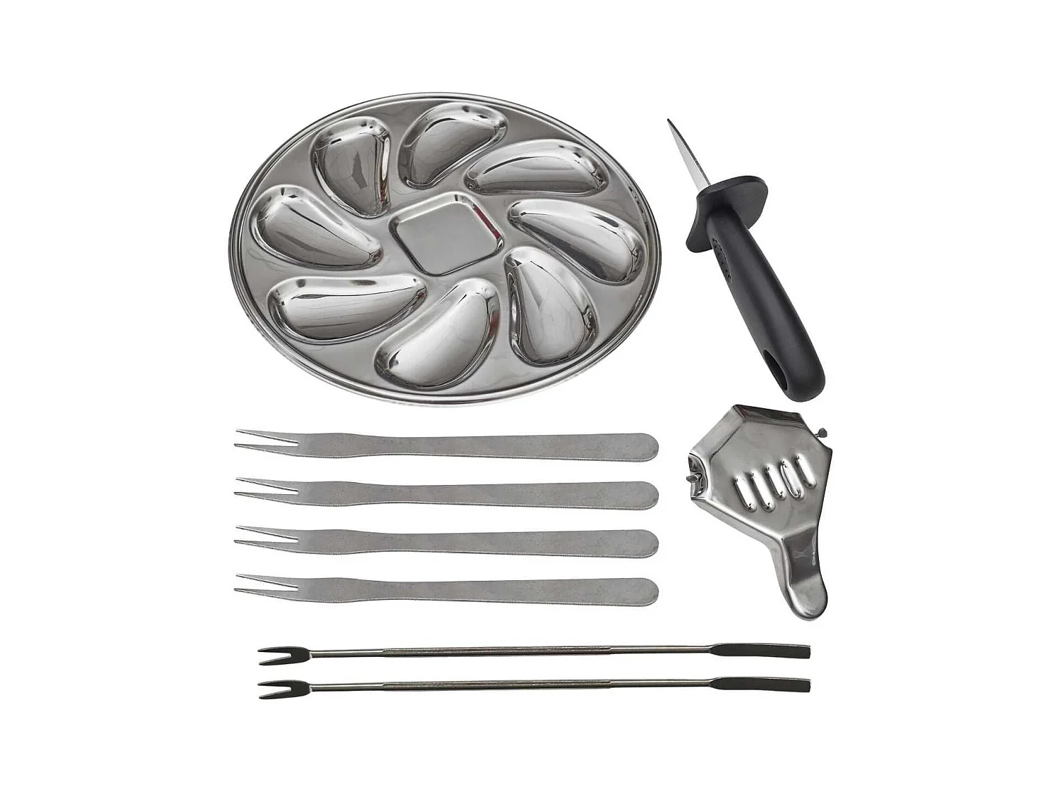 Coffret à huîtres 9 pièces en acier inoxydable
