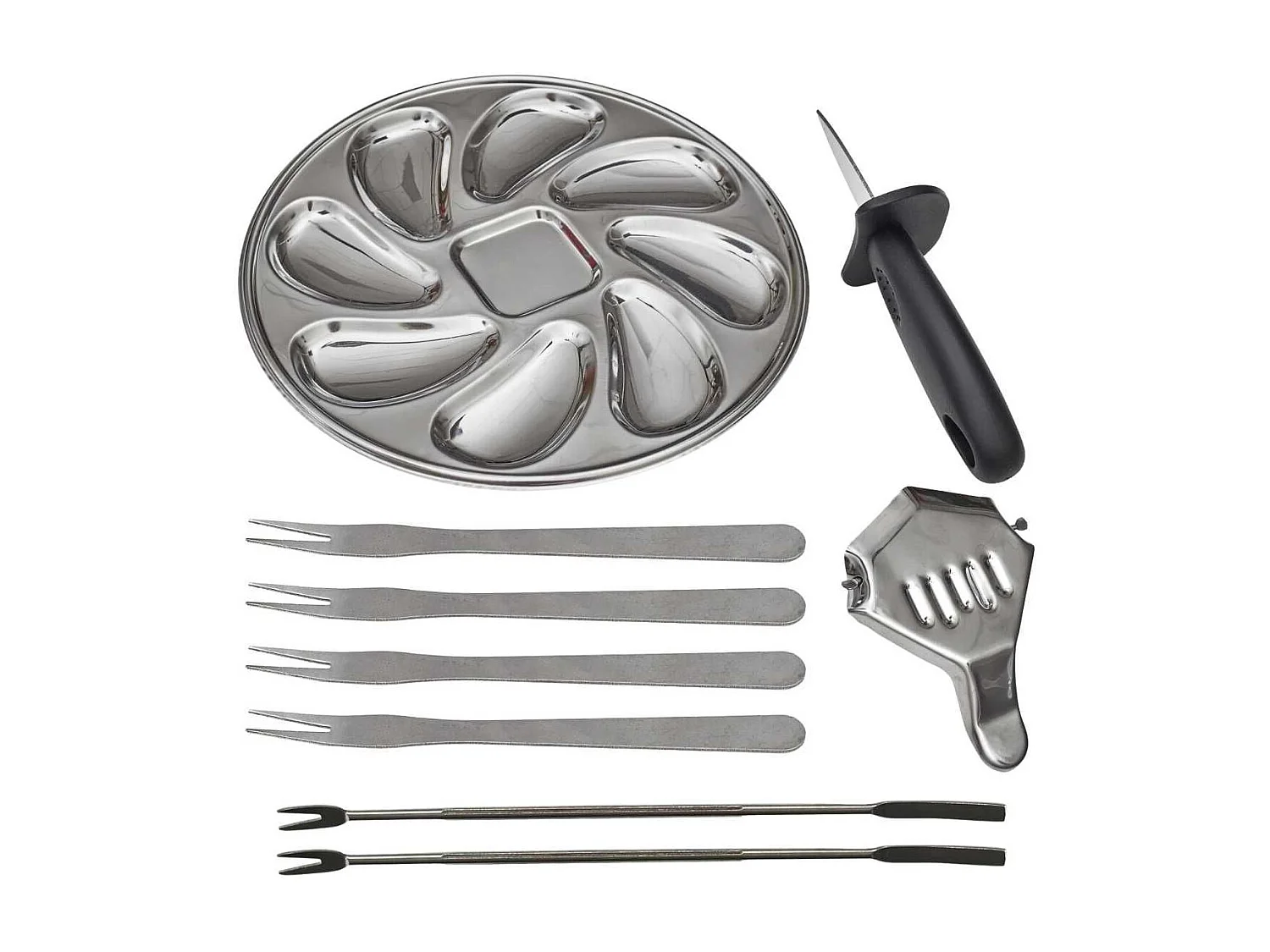 Coffret à huîtres 9 pièces en acier inoxydable