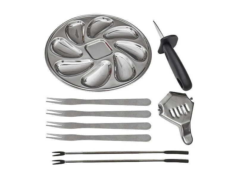 Coffret à huîtres 9 pièces en acier inoxydable