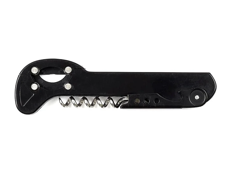 Tire-bouchon multifonction 3 en 1 en inox et plastique noir