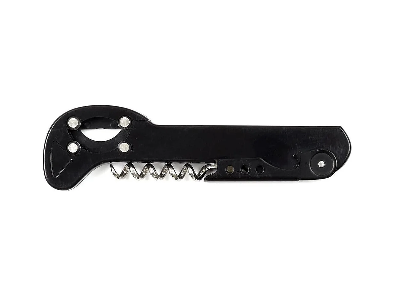 Tire-bouchon multifonction 3 en 1 en inox et plastique noir