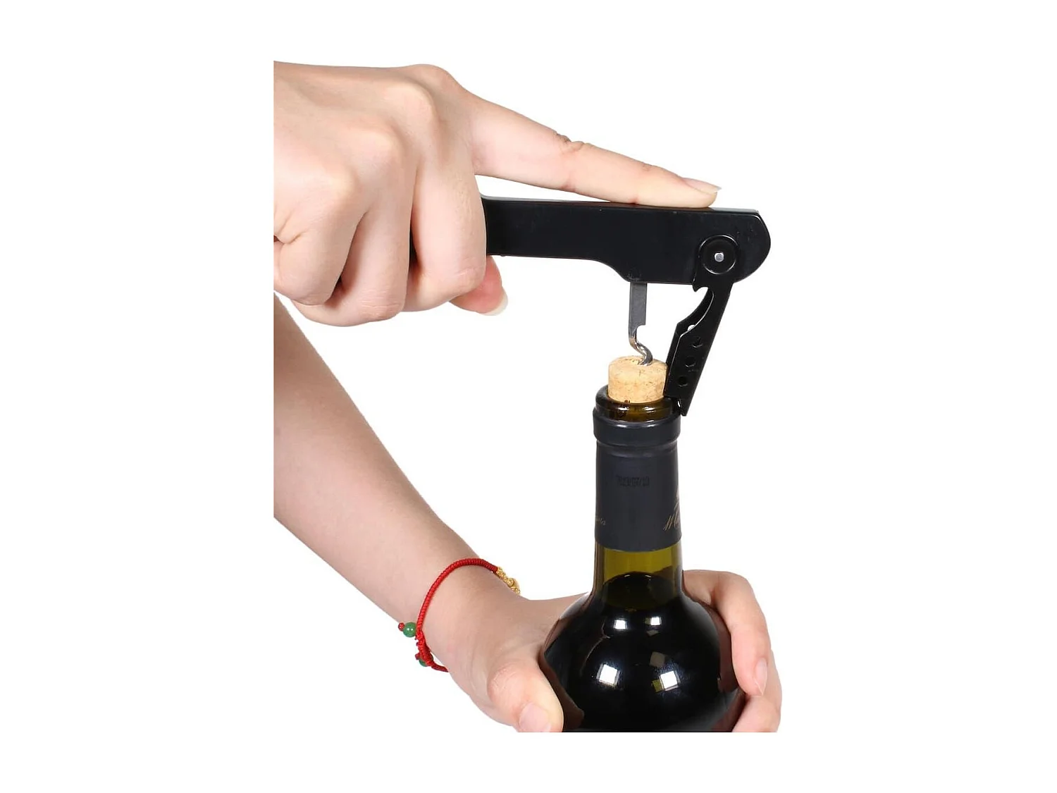 Tire-bouchon multifonction 3 en 1 en inox et plastique noir