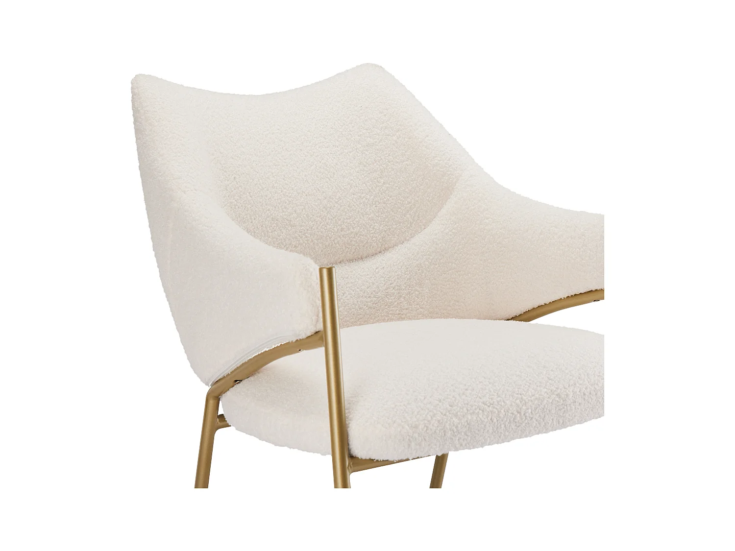 Chaise à manger en sherpa avec avec dossier rembourré et accoudoirs - pieds réglables - beige