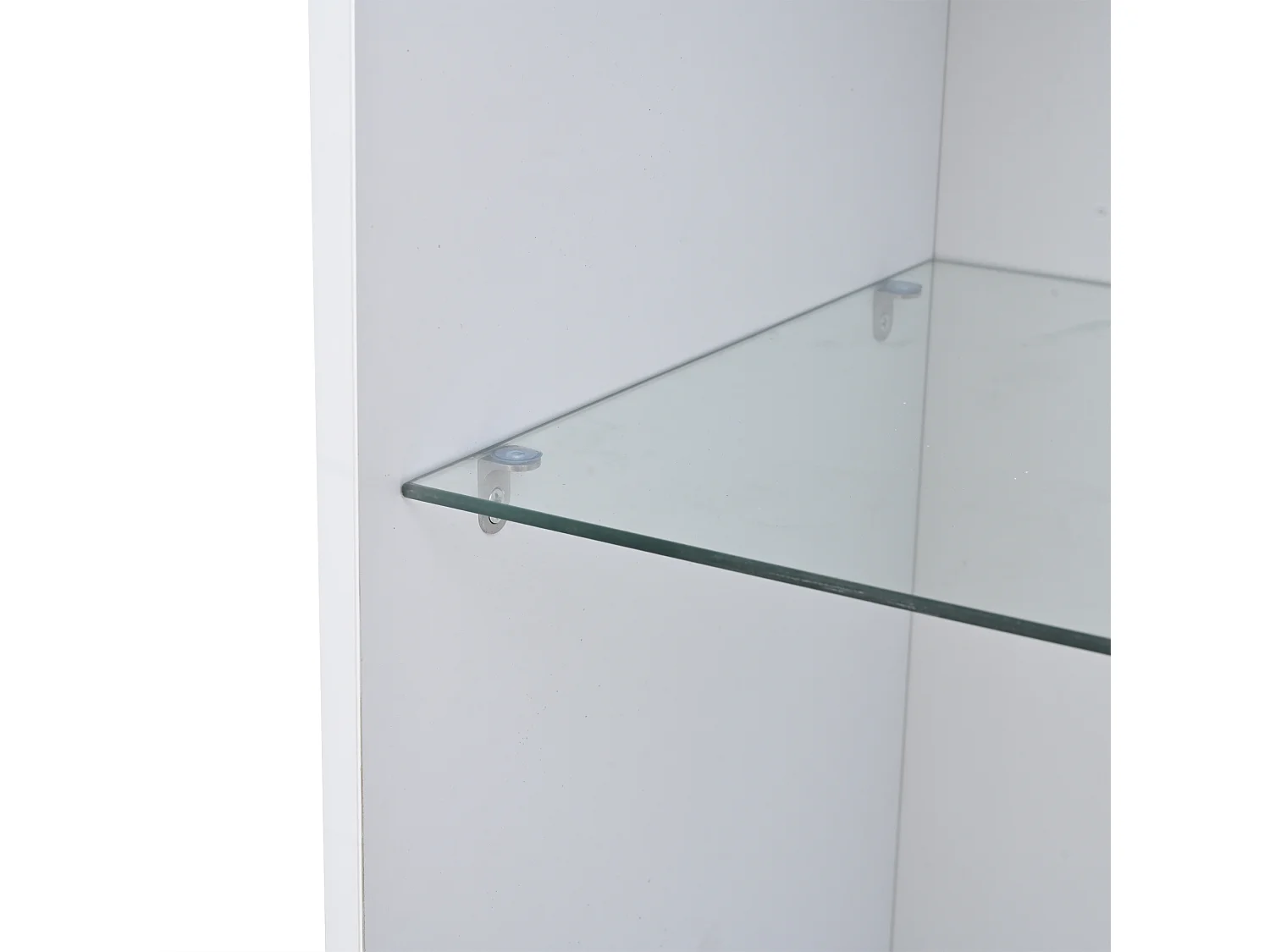 Vitrine 60x40x180 cm LED avec 1 porte en acrylique et rangement - buffet avec 3 étagères en verre - bois - blanc