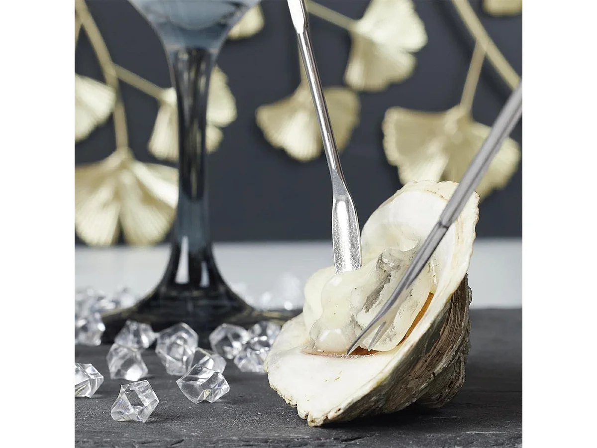 Set de 8 curettes à crustacés en acier inoxydable argenté