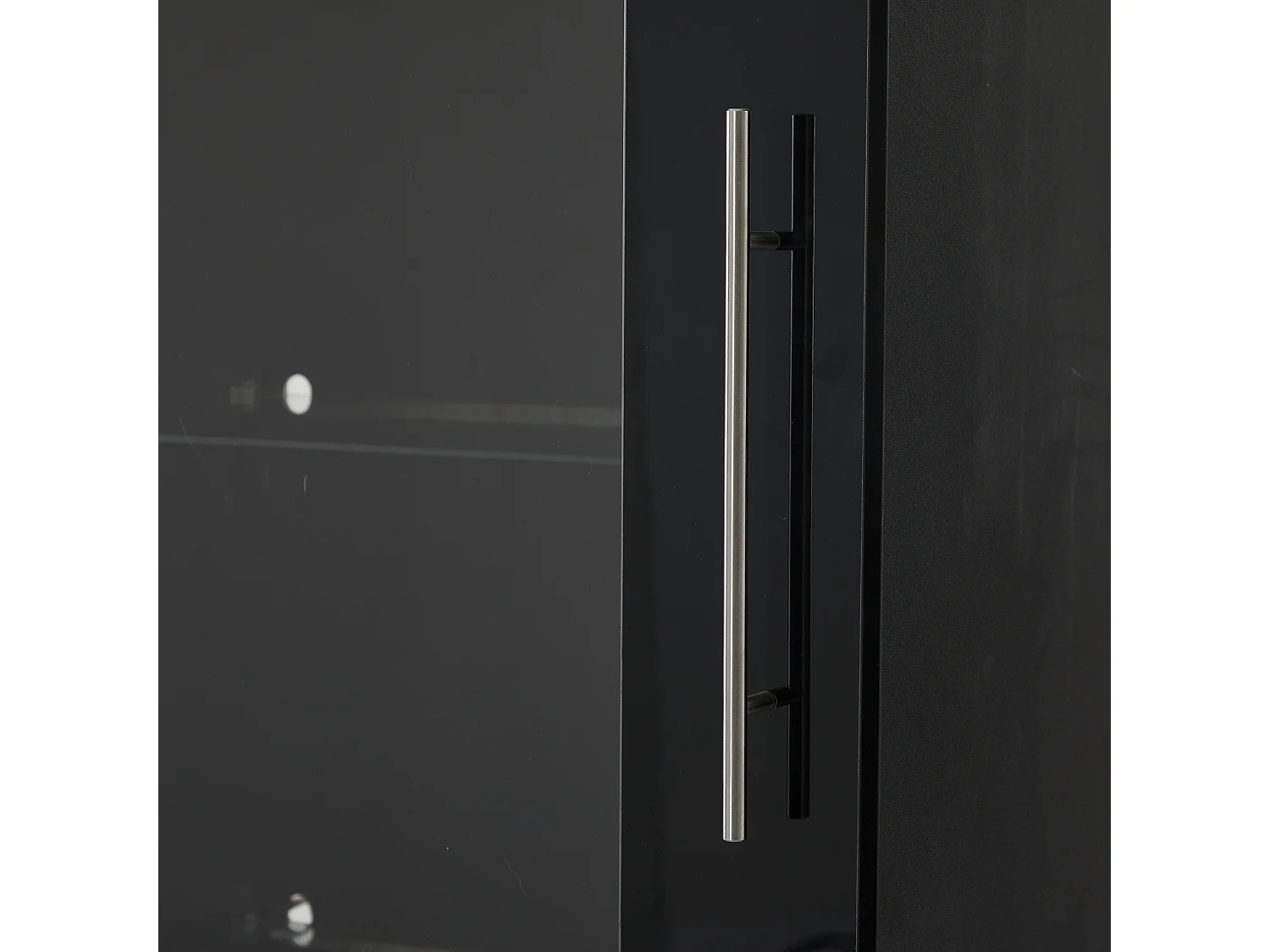 Vitrine 60x35x180cm 1 porte et 3 tiroirs de rangement - buffet LED - verre décoratif - noir