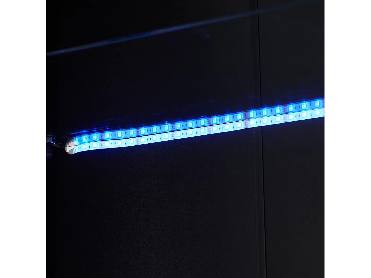 Vitrine 60x35x180cm 1 porte et 3 tiroirs de rangement - buffet LED - verre décoratif - noir