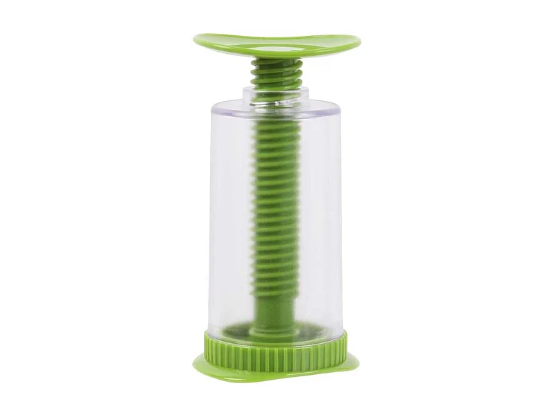 Moulin distributeur à herbe aromatiques en plastique vert et transparent