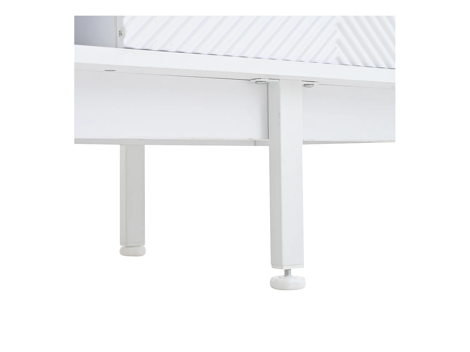 Meuble TV 200x40x50.5 cm avec 2 portes 2 tiroirs et rangement ouvert - verre décoratif - en bois - blanc