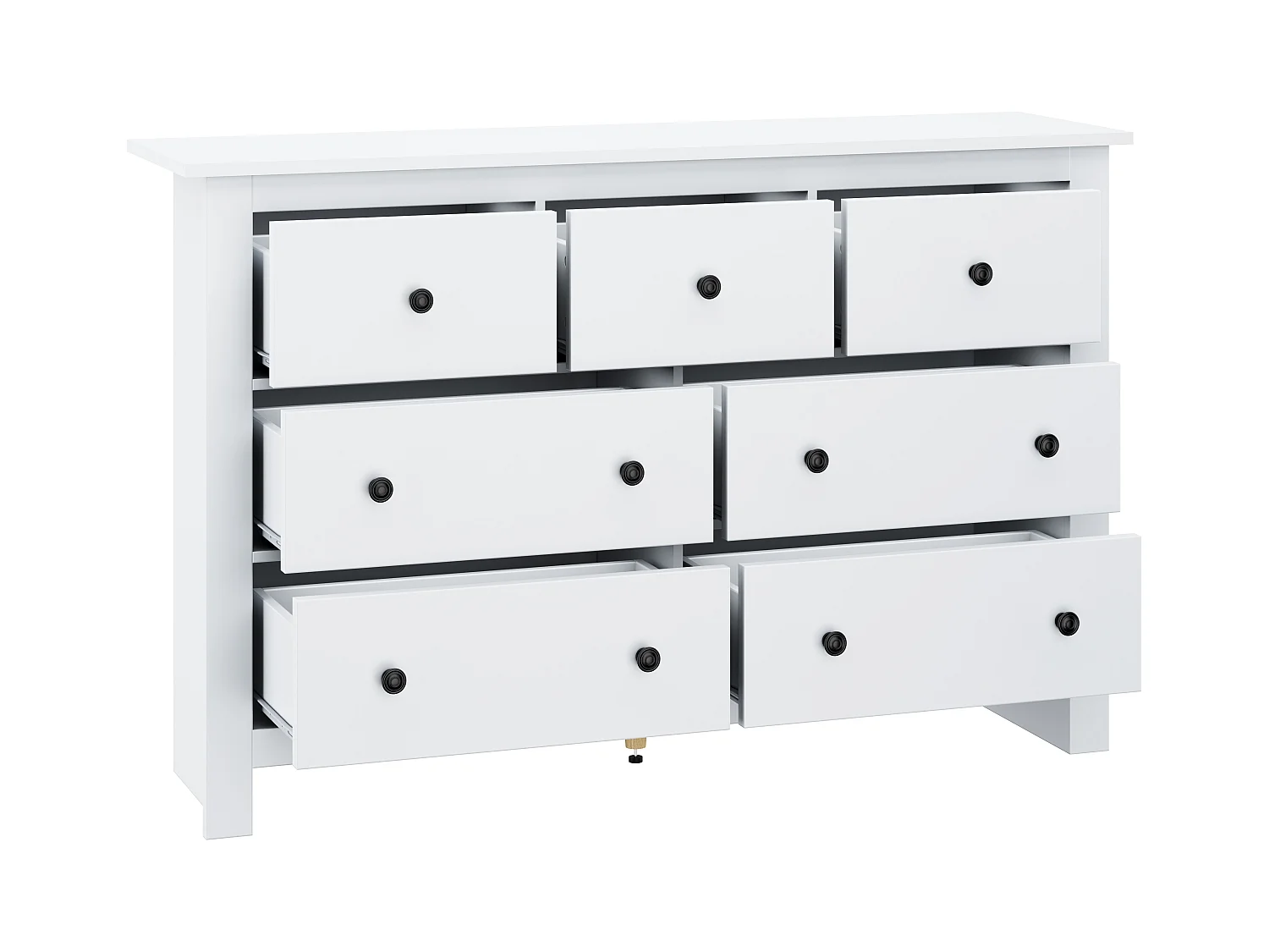 Commode 152x40x88.5 cm avec 7 tiroirs - meuble de rangement - buffet en bois - blanc