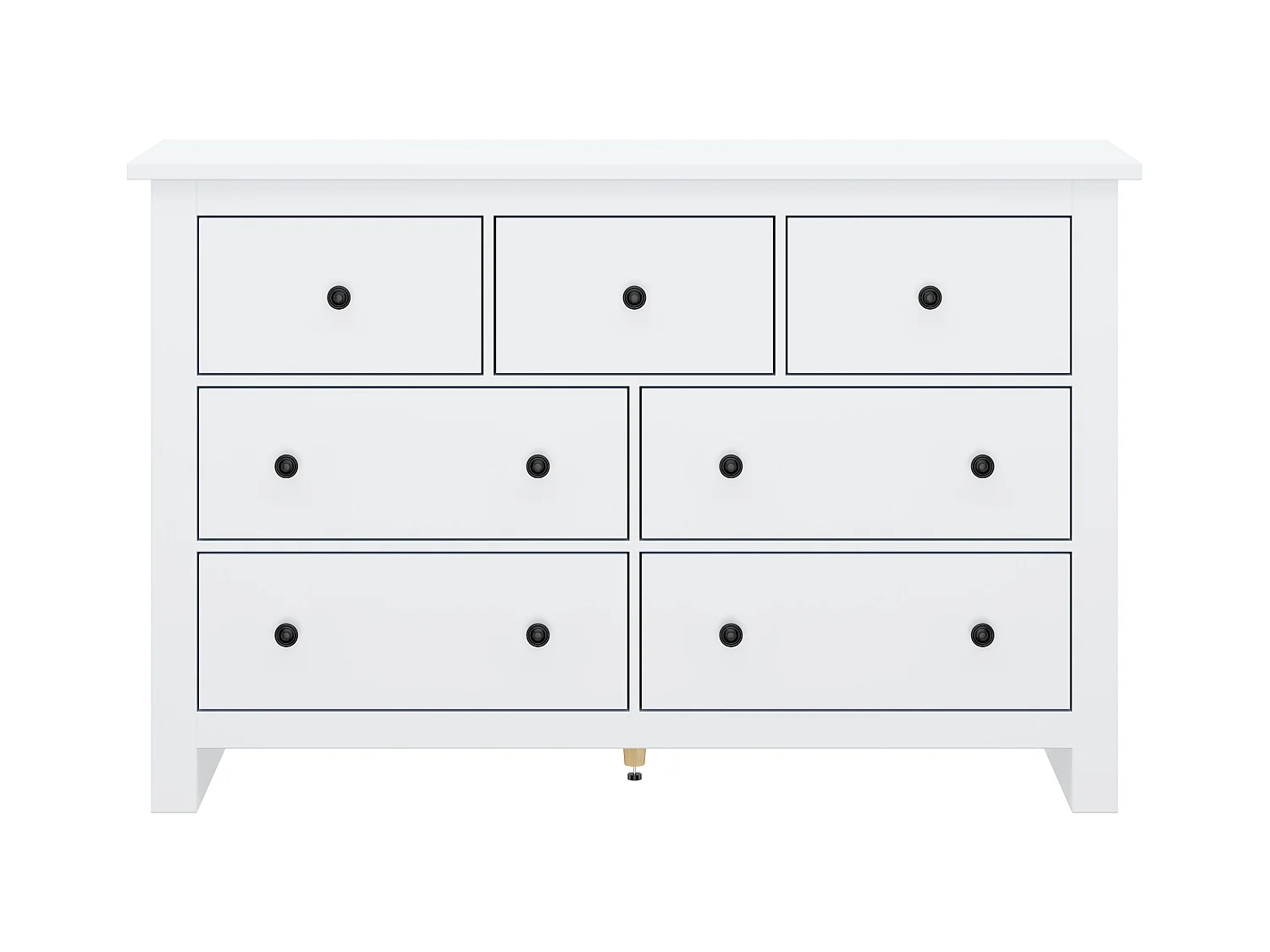 Commode 152x40x88.5 cm avec 7 tiroirs - meuble de rangement - buffet en bois - blanc