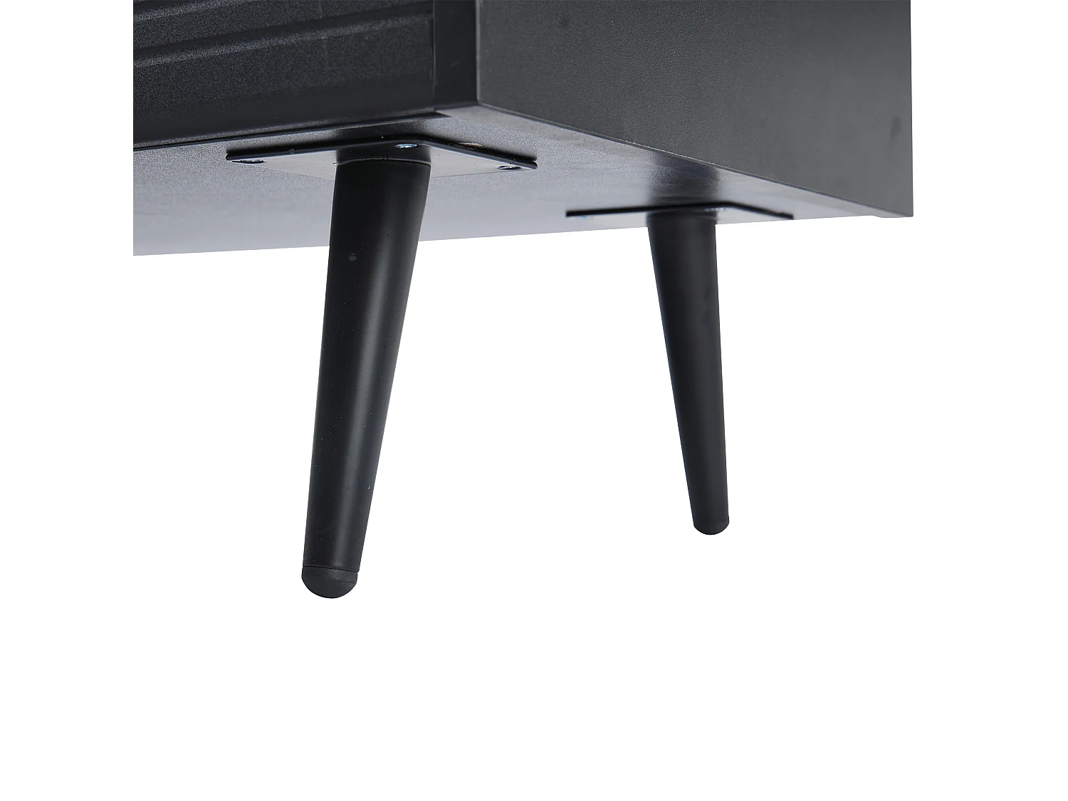 LED TV-meubel voor woonkamer met 2 deuren, 2 lades en opbergruimte - houten poten - decoratief glas - zwart (176x38x30 cm)