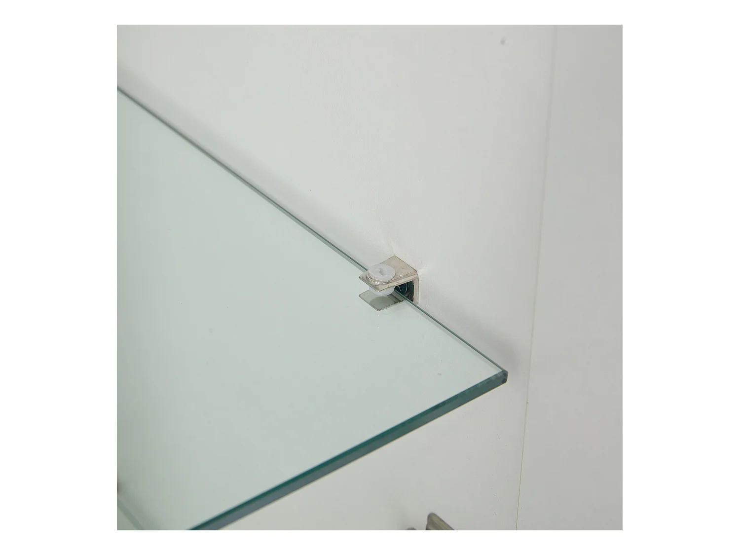 LED vitrinekast met 3 deuren en opbergruimte - dressoir met glazen planken - hout - wit (74x40x120 cm)