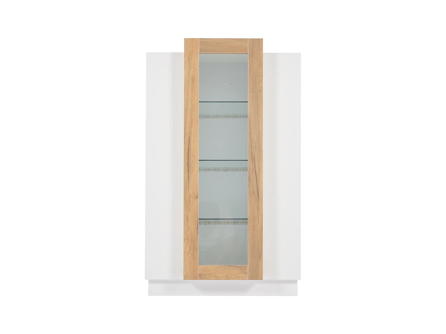 LED vitrinekast met 3 deuren en opbergruimte - dressoir met glazen planken - hout - wit (74x40x120 cm)