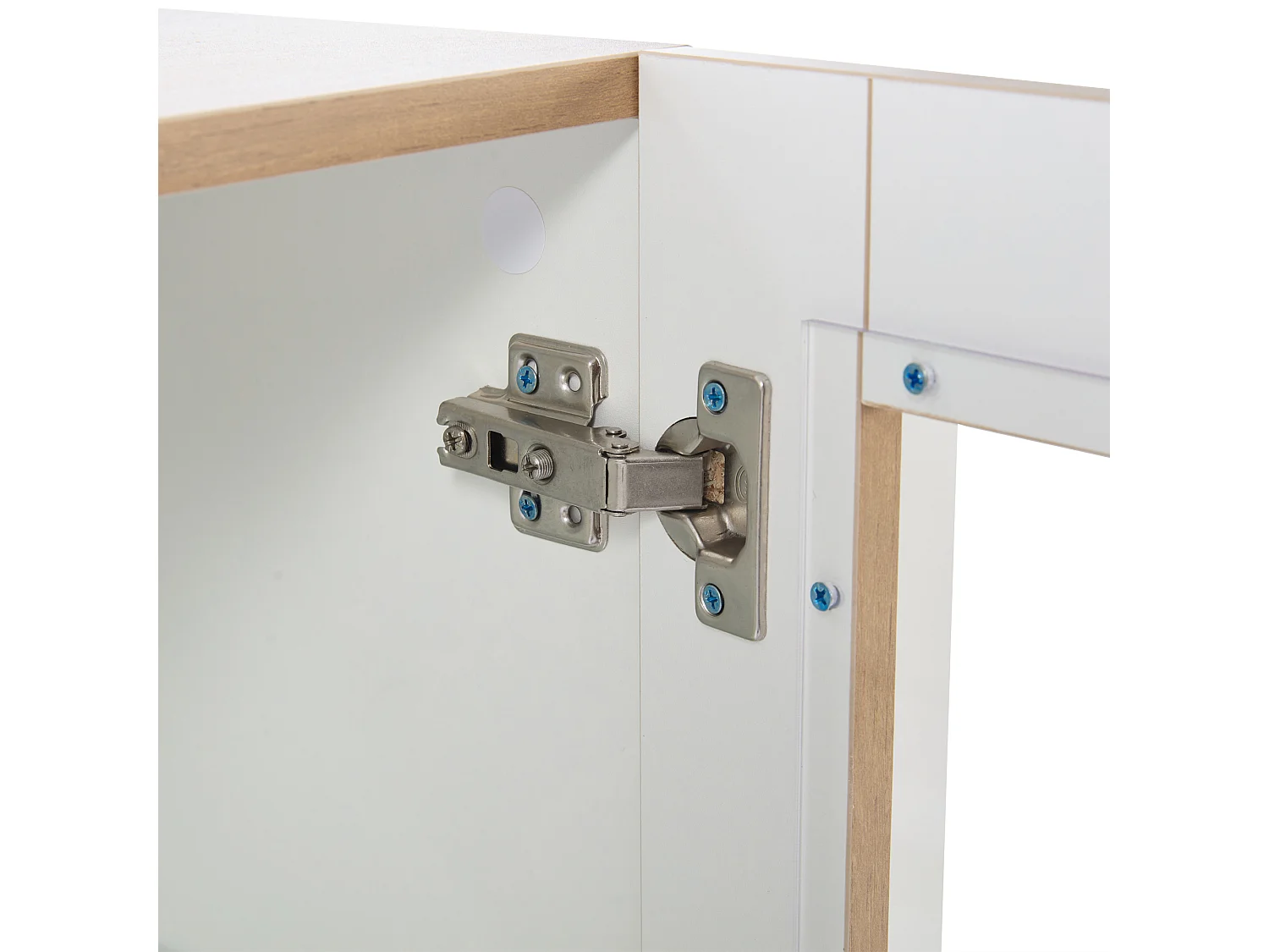 Vitrine 74x40x120 cm LED avec 3 portes et rangement - buffet avec étagères en verre - bois - blanc